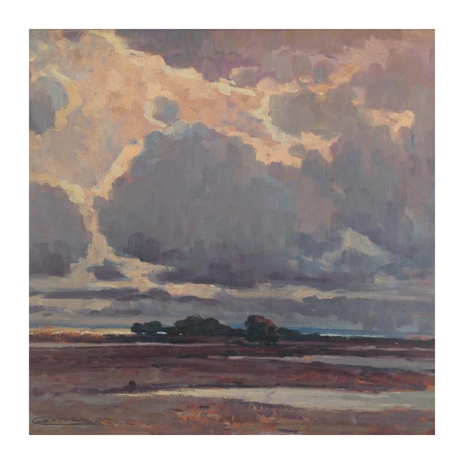 Dramatic Sky Landscape Oil Painting Wall Art
