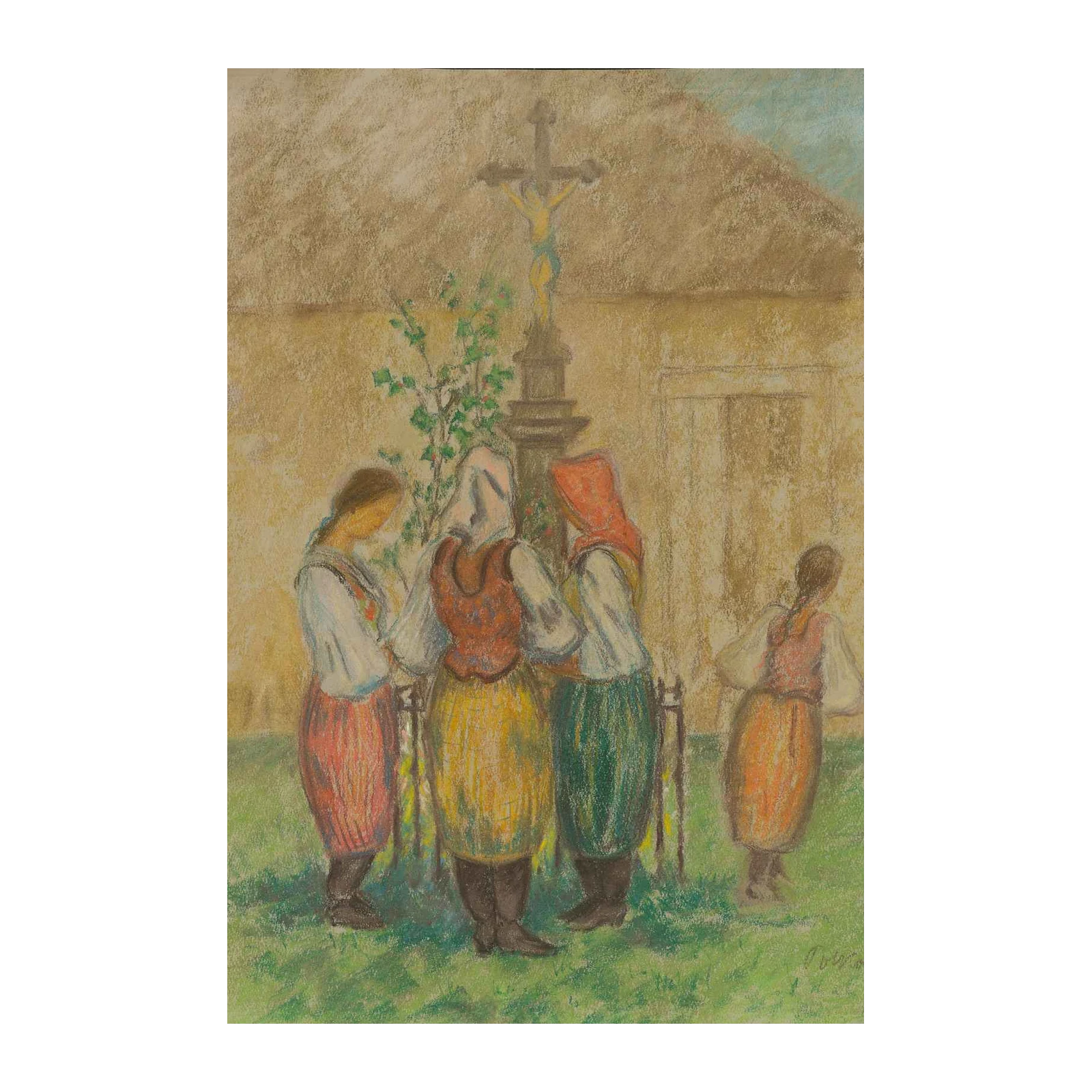 Folklore Village Scene Wall Art