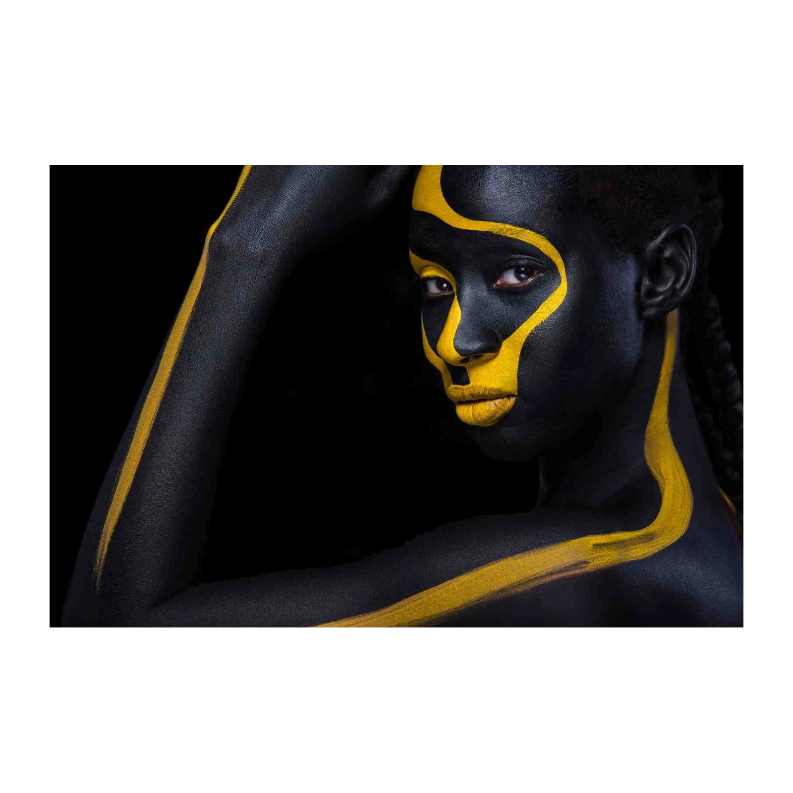 Bold Abstract Face Yellow & Black Wall Art