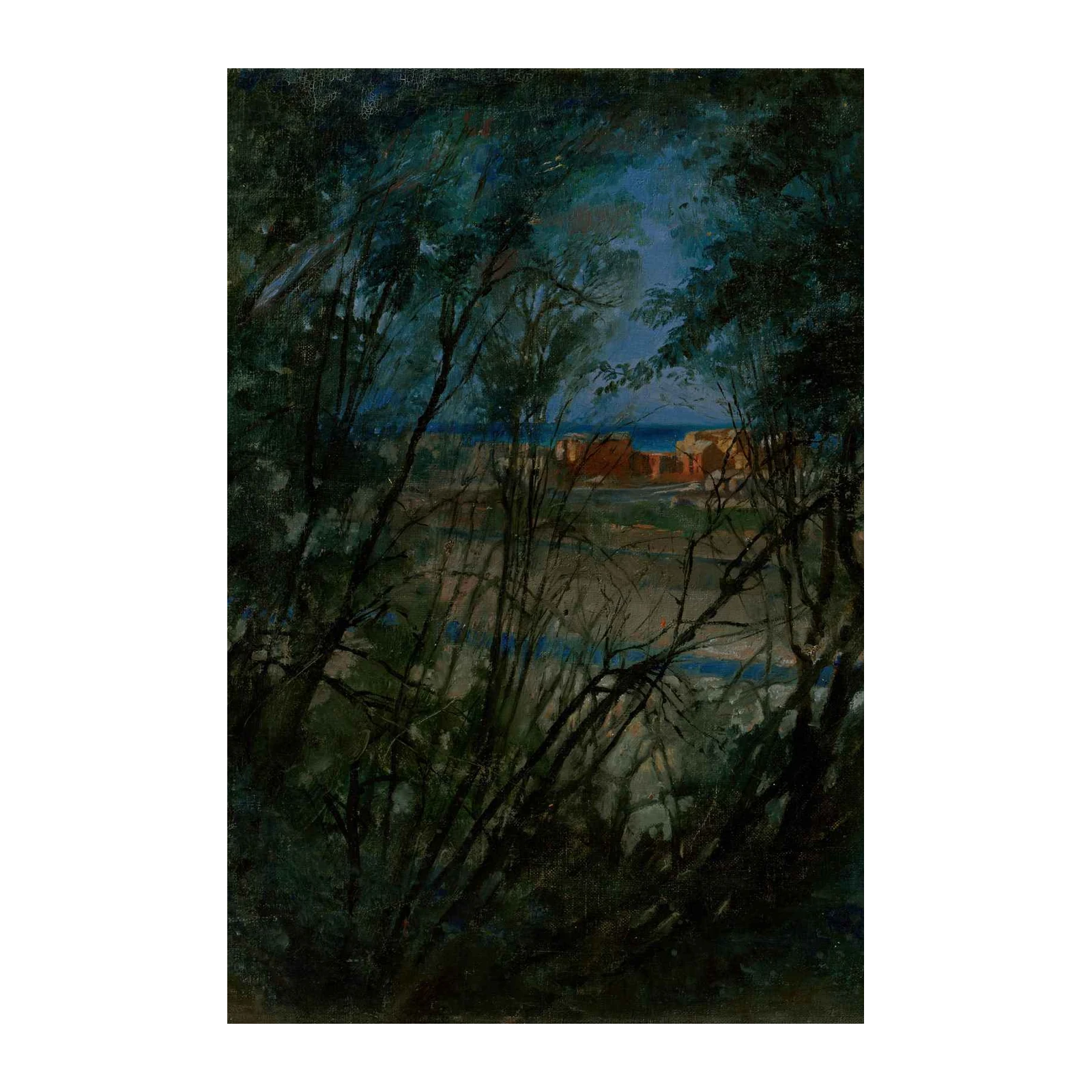 Dark Forest Landscape Coastal Ruins Wall Art