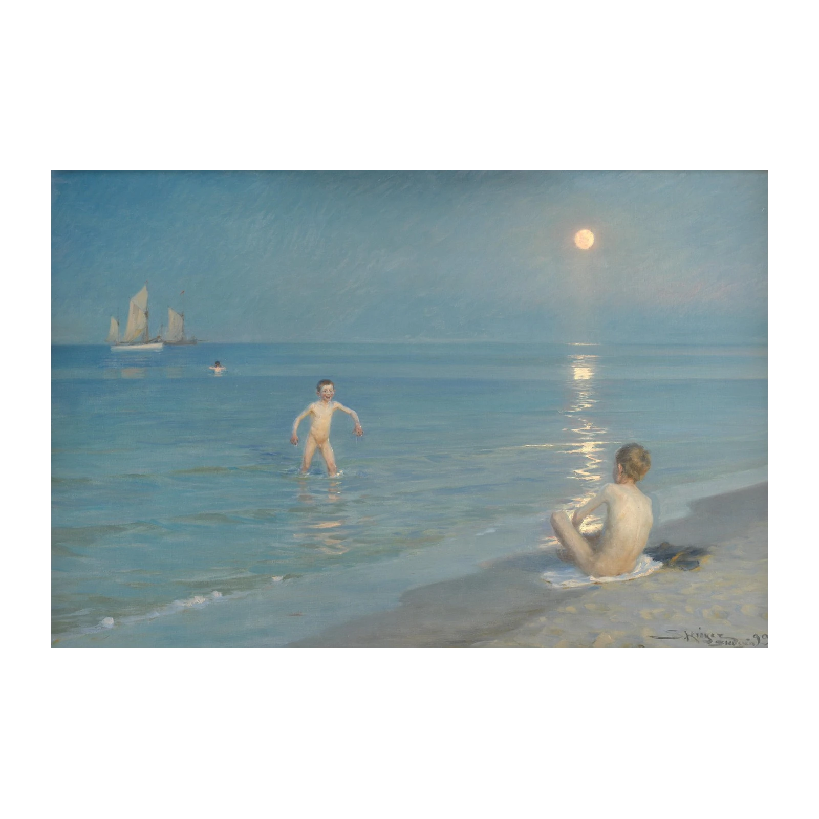 Moonlit Childhood Beach Boys Wall Art