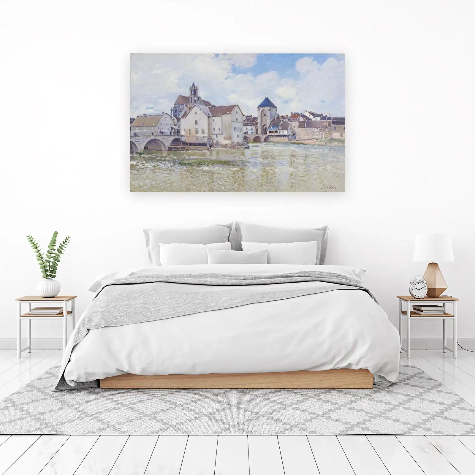 Riverside Town Landscape Impressionist Wall Art