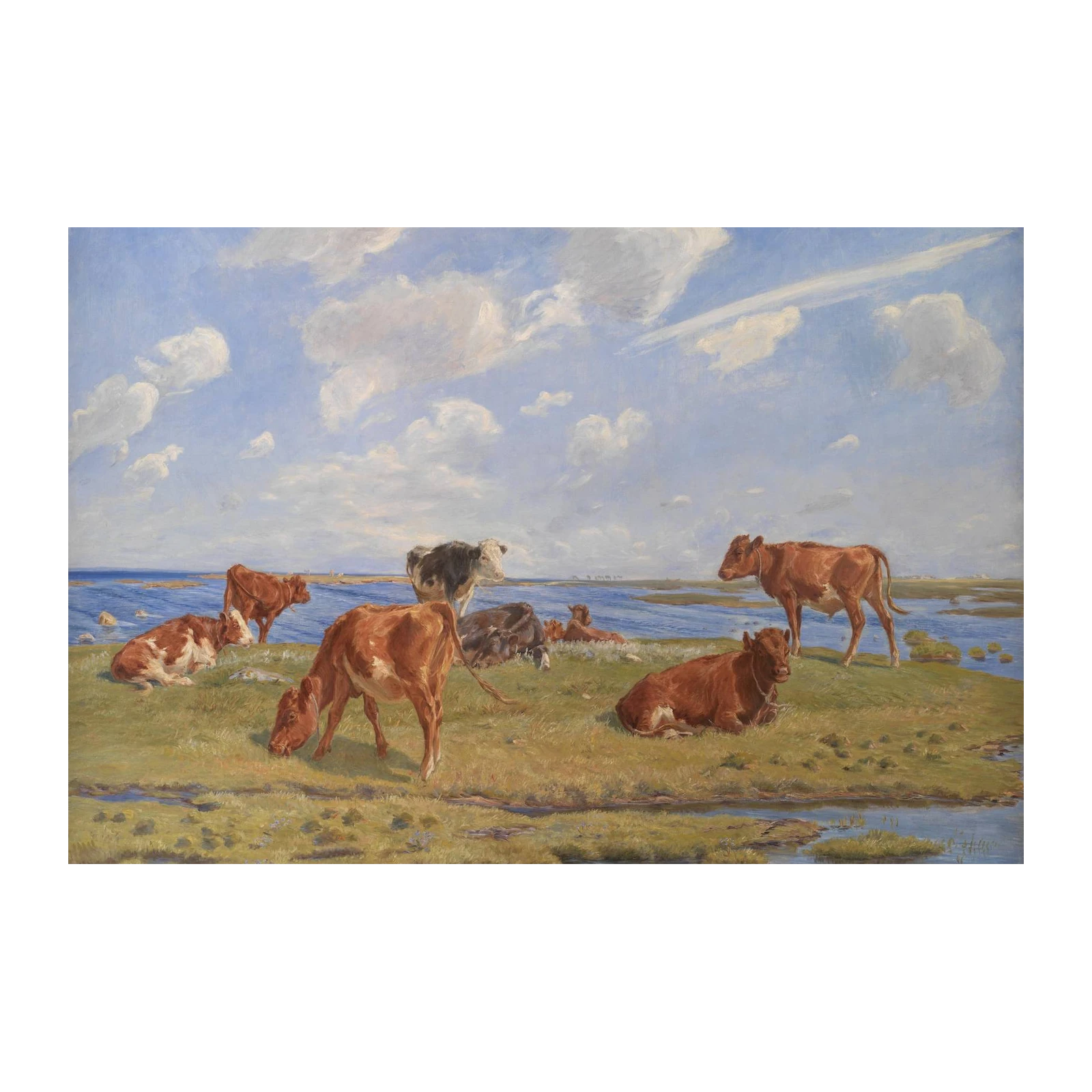 Serene Cows by the Water Wall Art