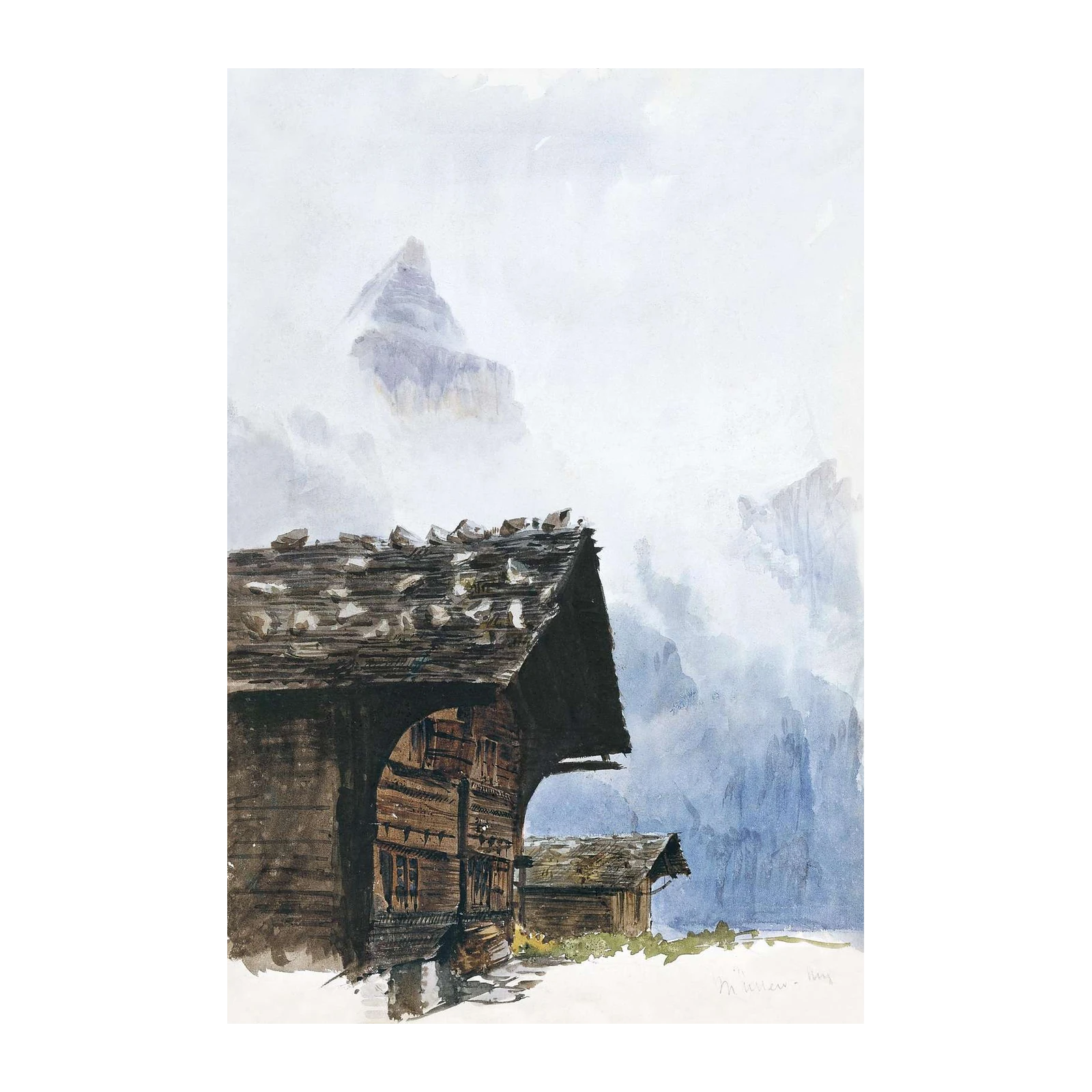 Alpine Hamlet Misty Mountain Wall Art