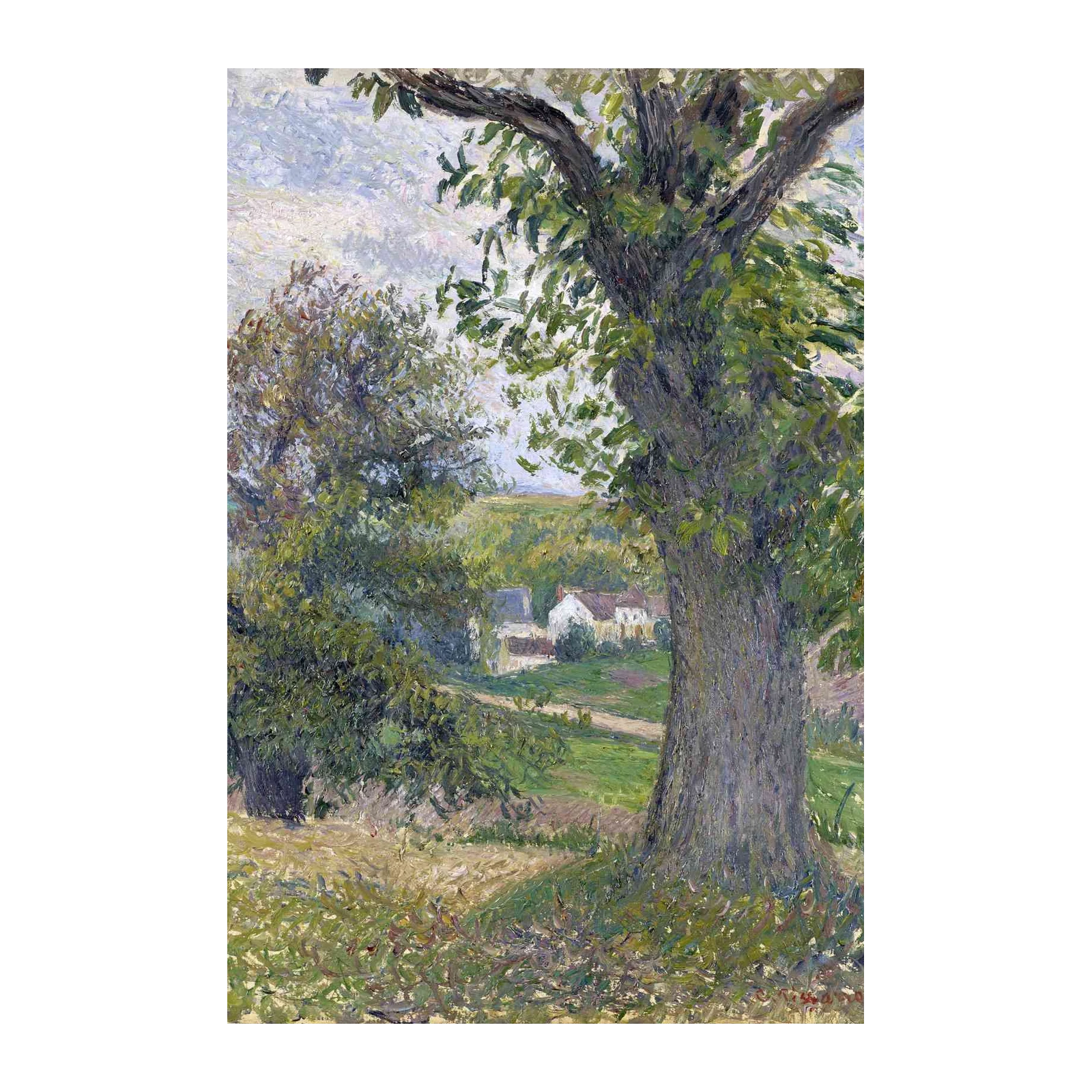 Serene Landscape Tree & Village Wall Art