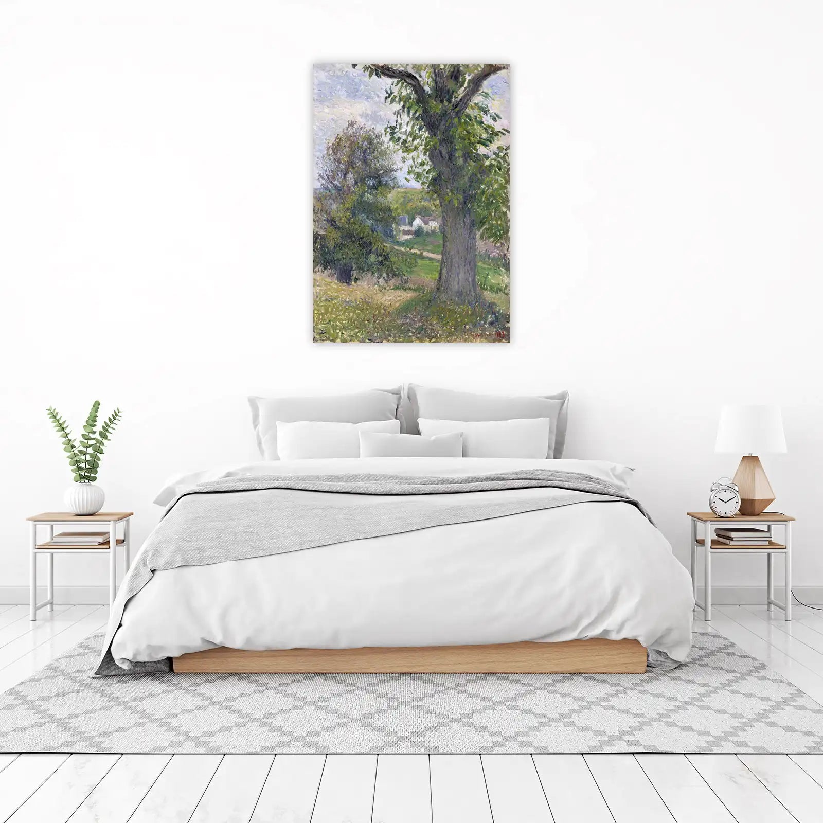 Serene Landscape Tree & Village Wall Art