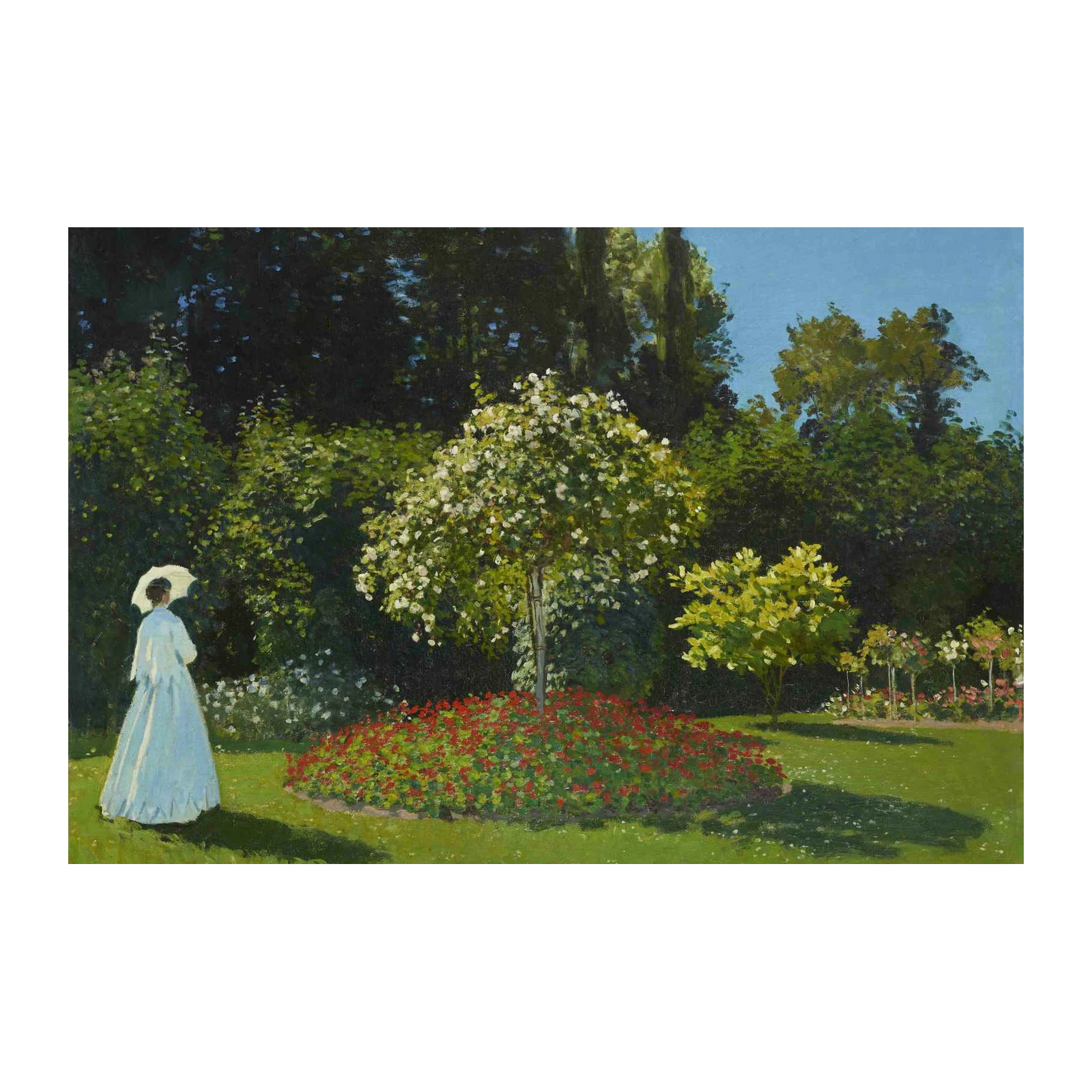 Impressionist Garden Serenity Woman with Umbrella Wall Art