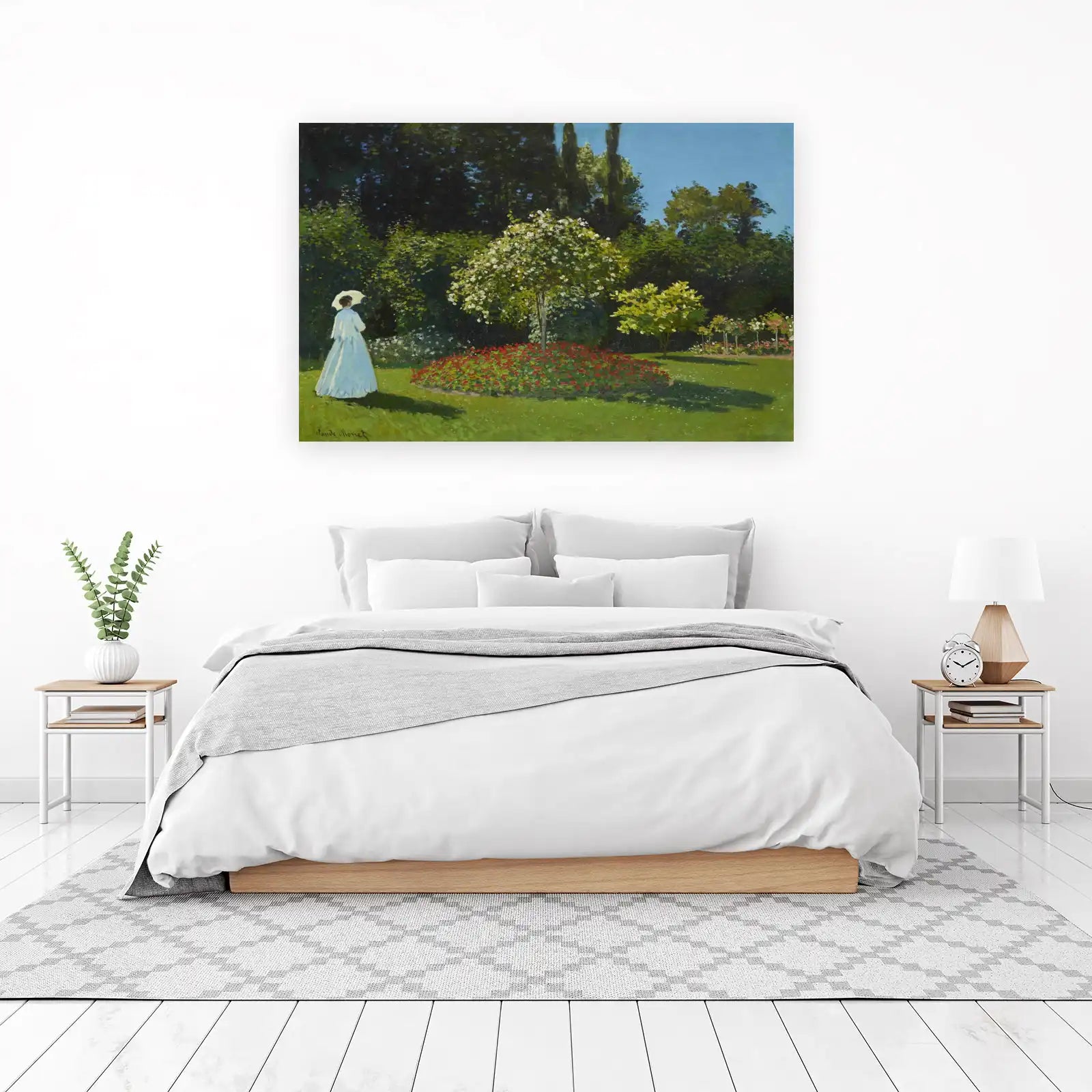 Impressionist Garden Serenity Woman with Umbrella Wall Art