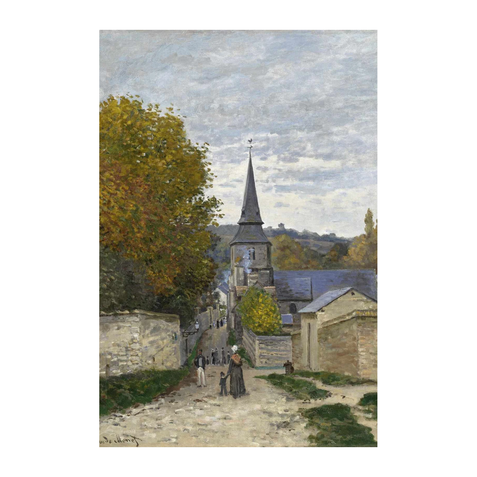 Monet Village Church Autumn Road Wall Art
