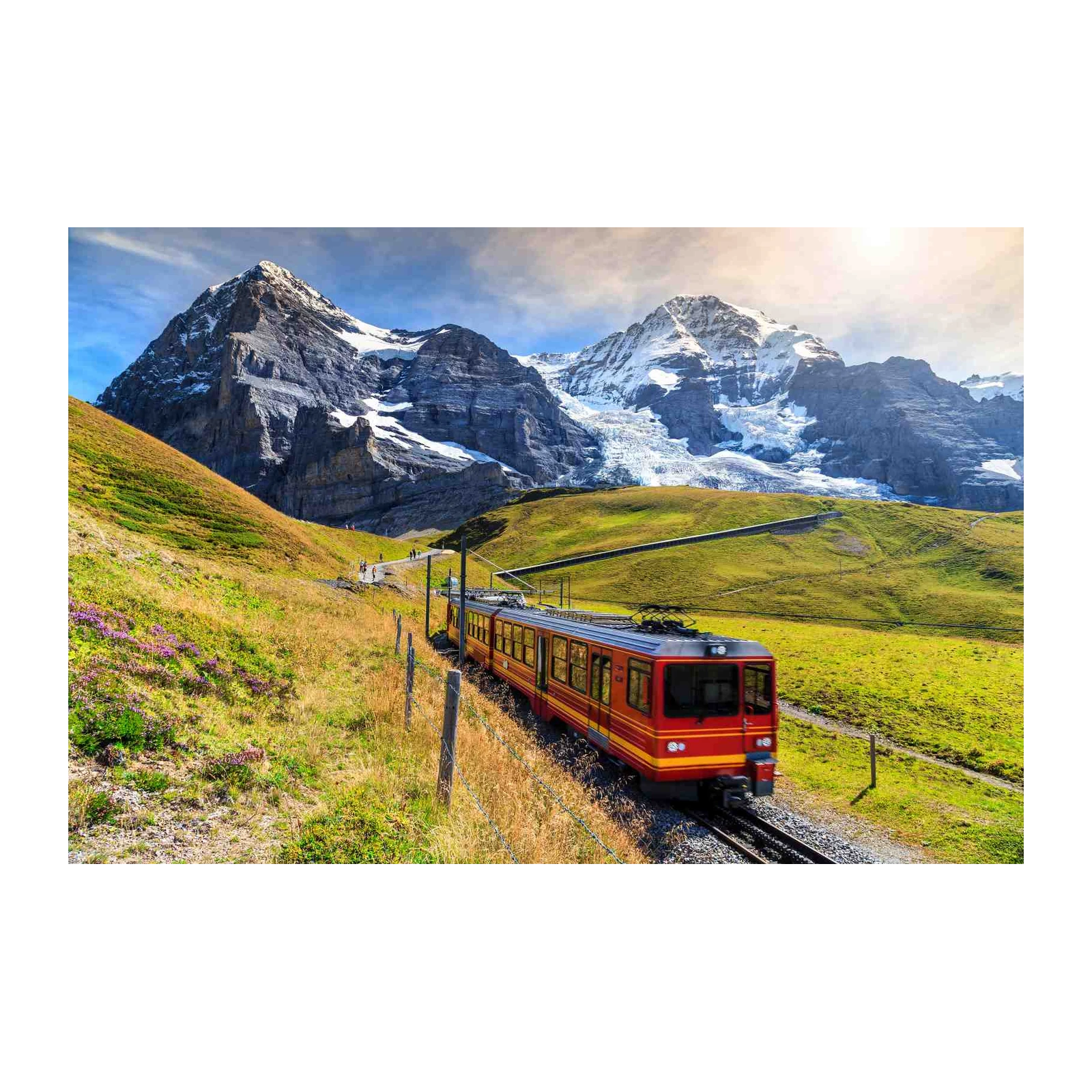 Swiss Alps Red Train Scenic Wall Art