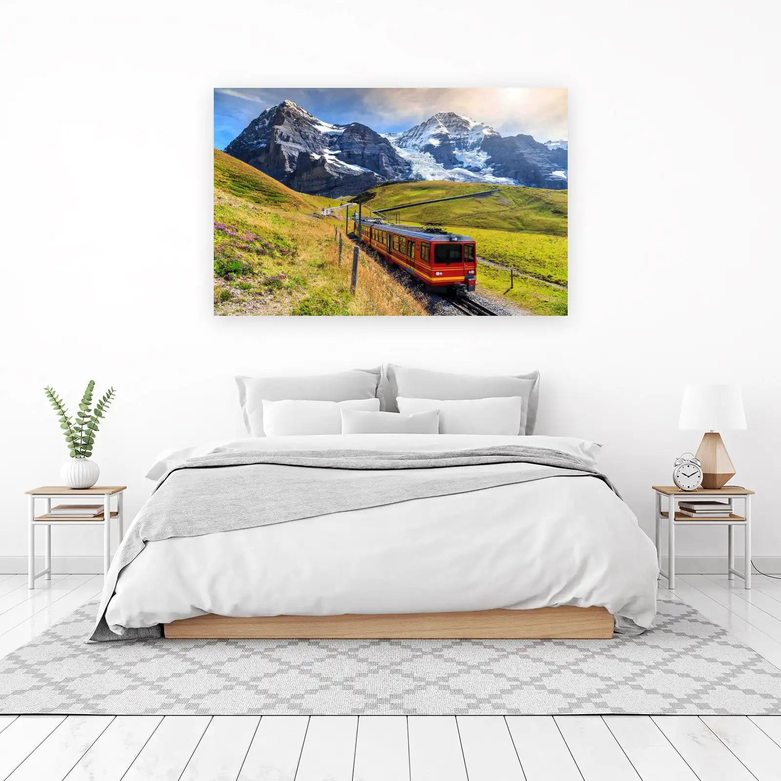 Swiss Alps Red Train Scenic Wall Art