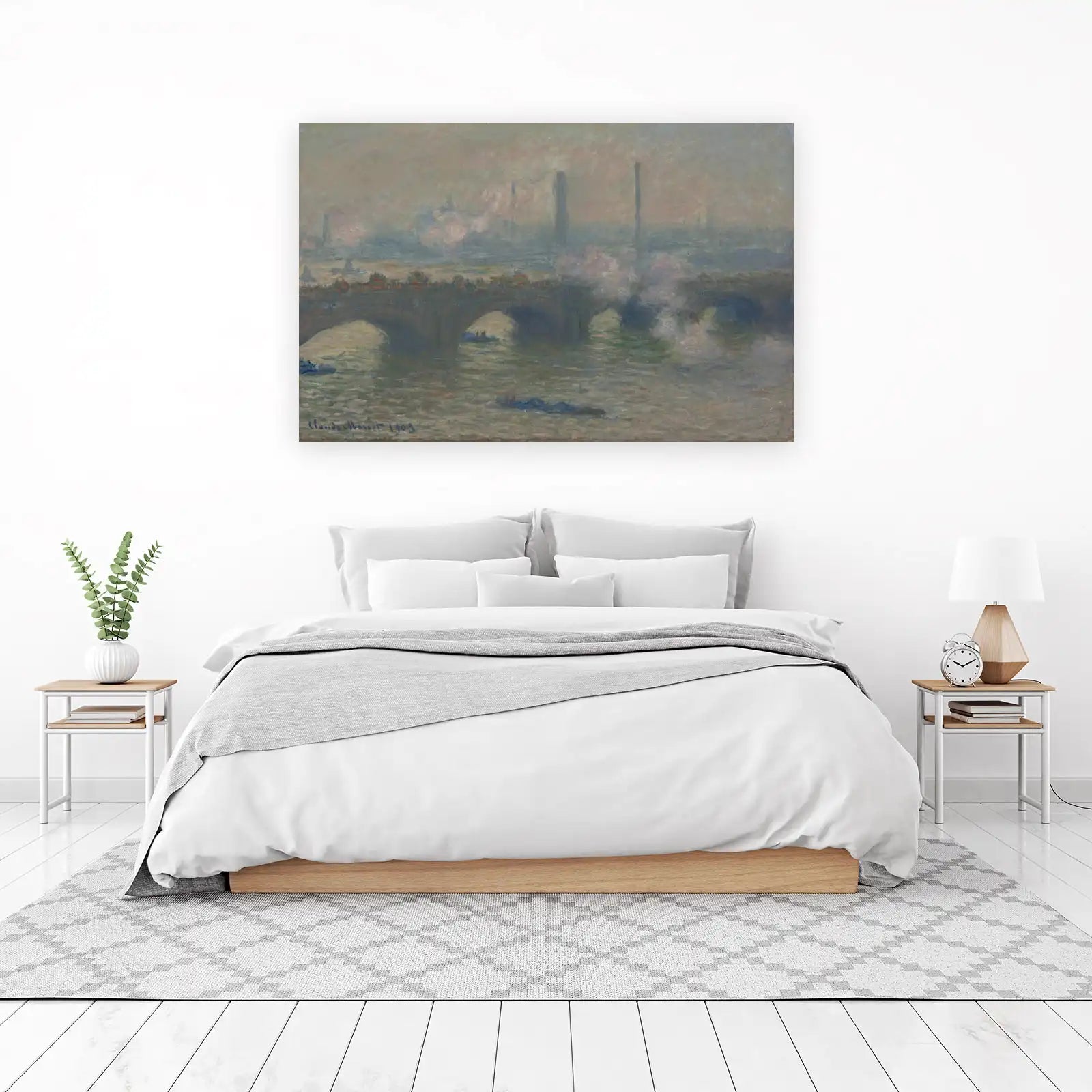 Impressionist London Bridge Foggy River Wall Art