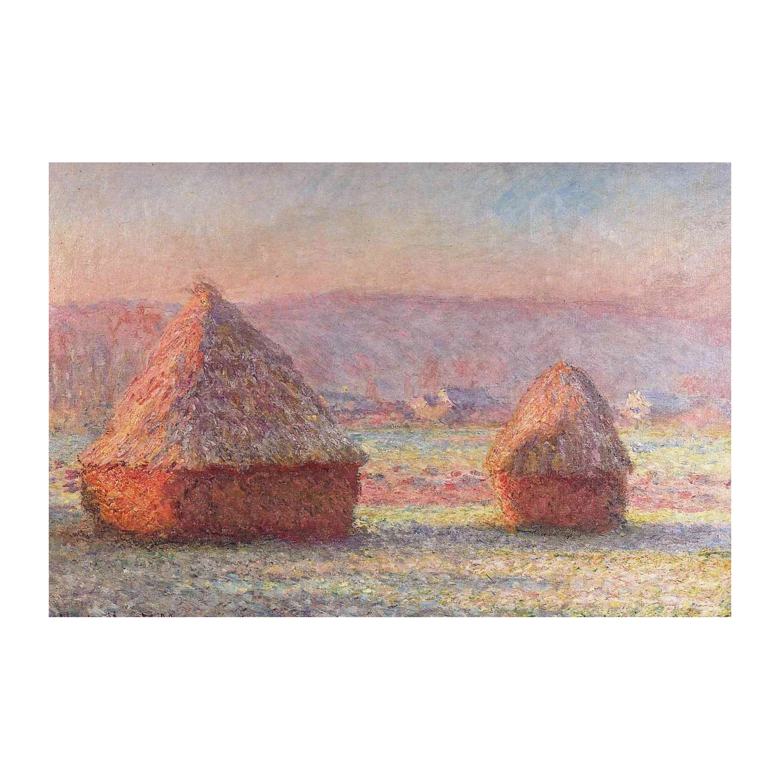 Haystacks at Sunset Impressionist Wall Art