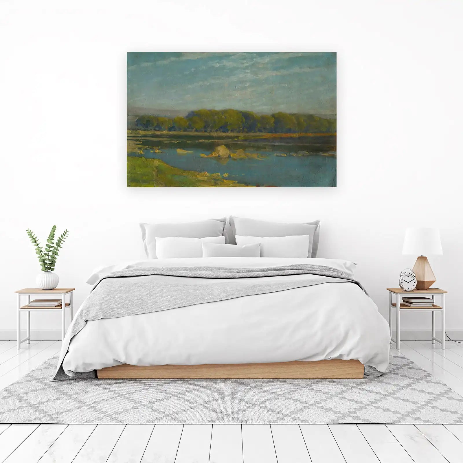 Tranquil River Landscape Oil Painting Wall Art