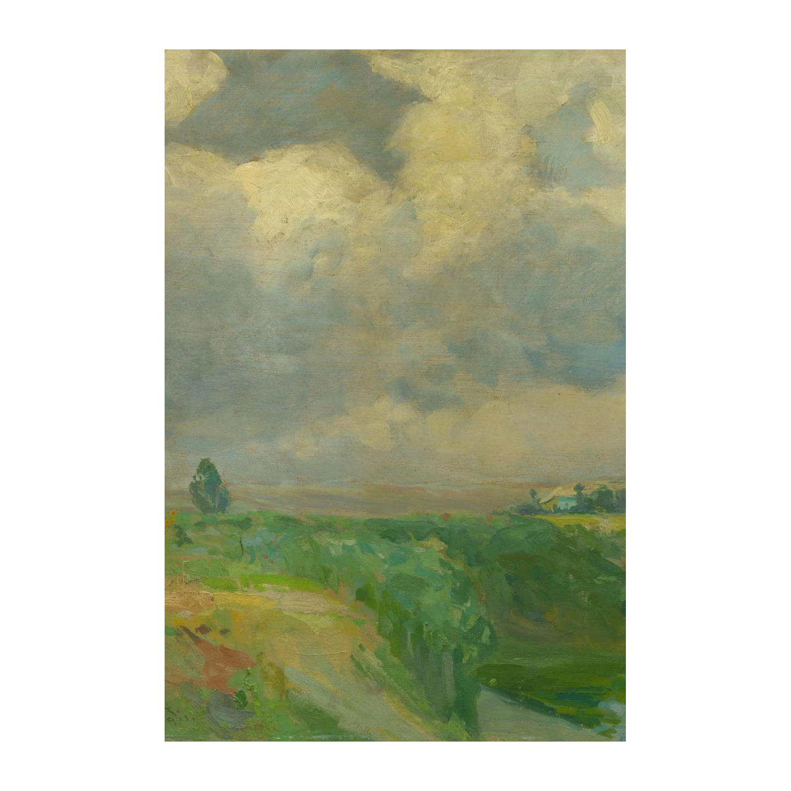 Impressionistic Landscape with Clouds Wall Art