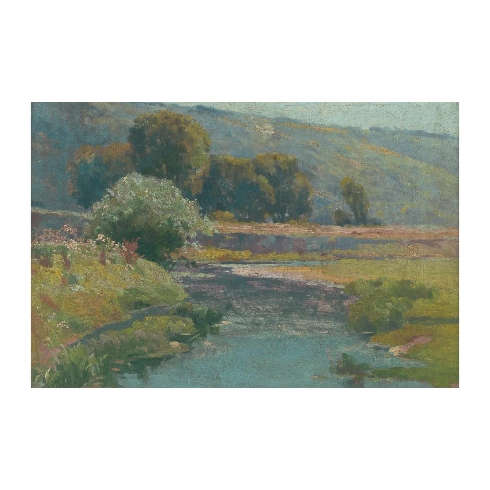 Tranquil Riverside Landscape Oil Painting Wall Art