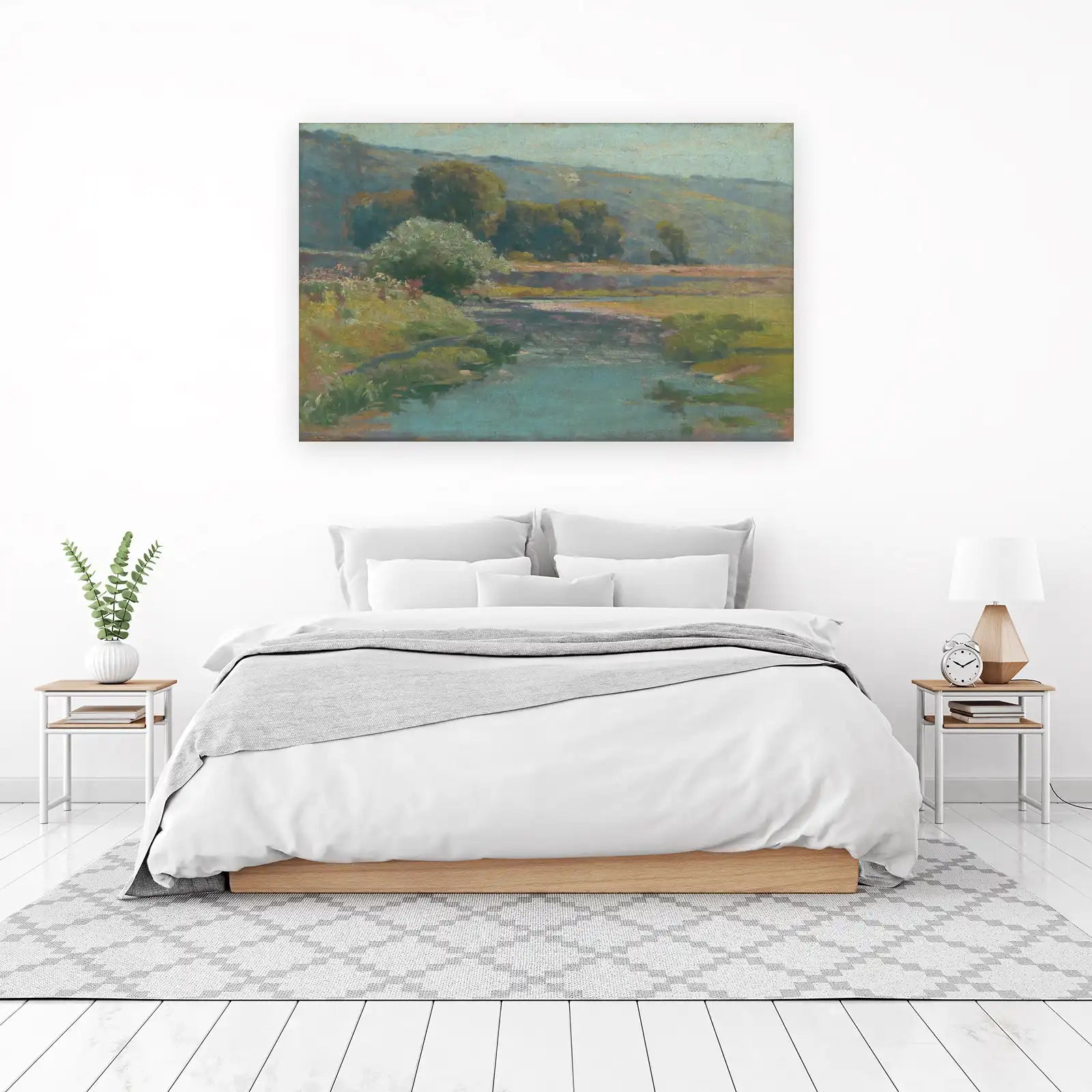 Tranquil Riverside Landscape Oil Painting Wall Art