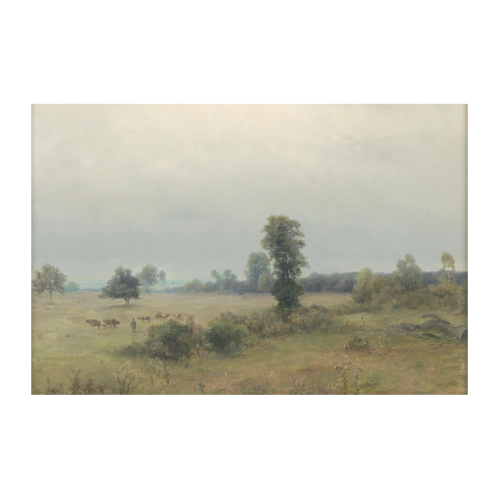 Pastoral Cow Herd Landscape Oil Painting Wall Art