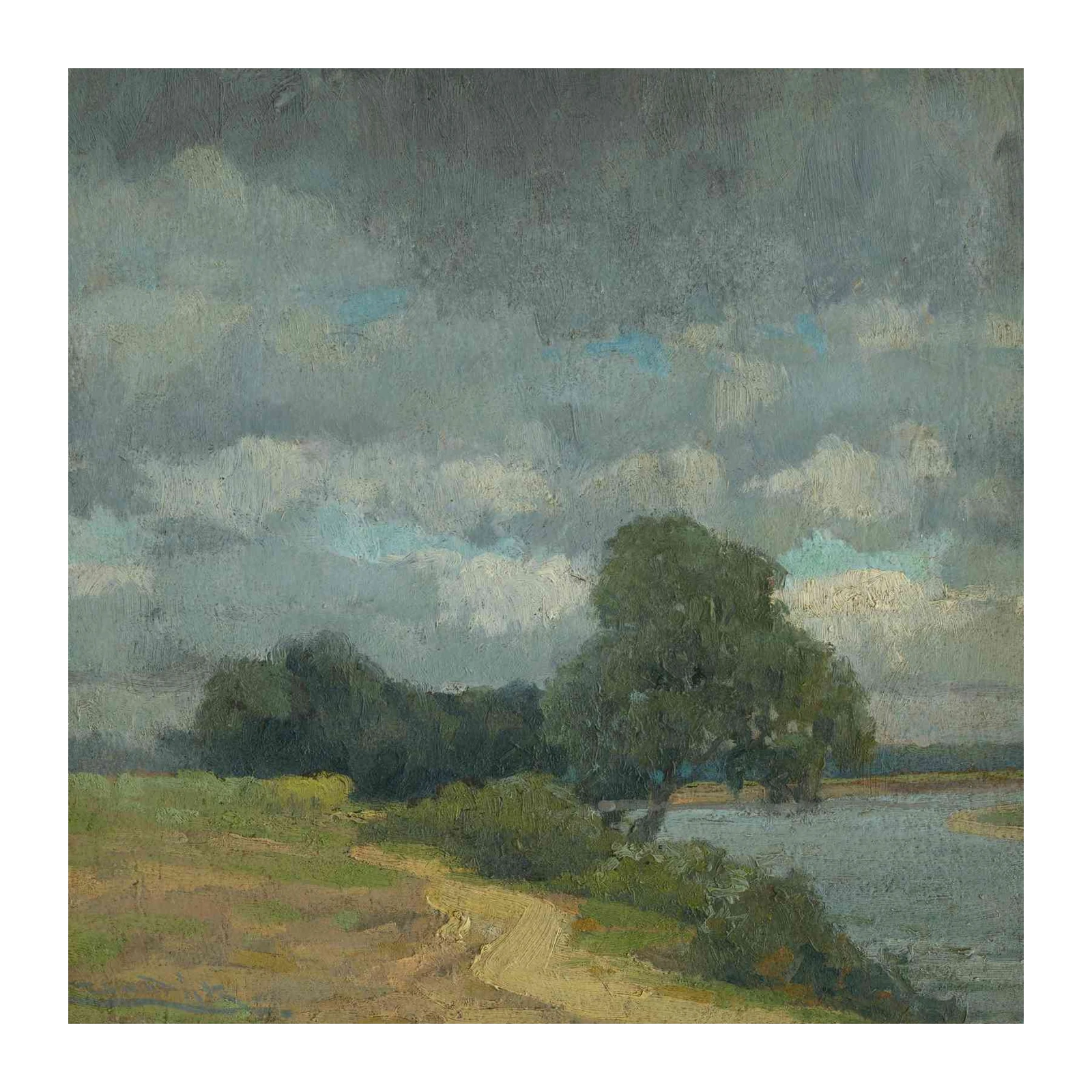 Serene River Landscape Textured Wall Art