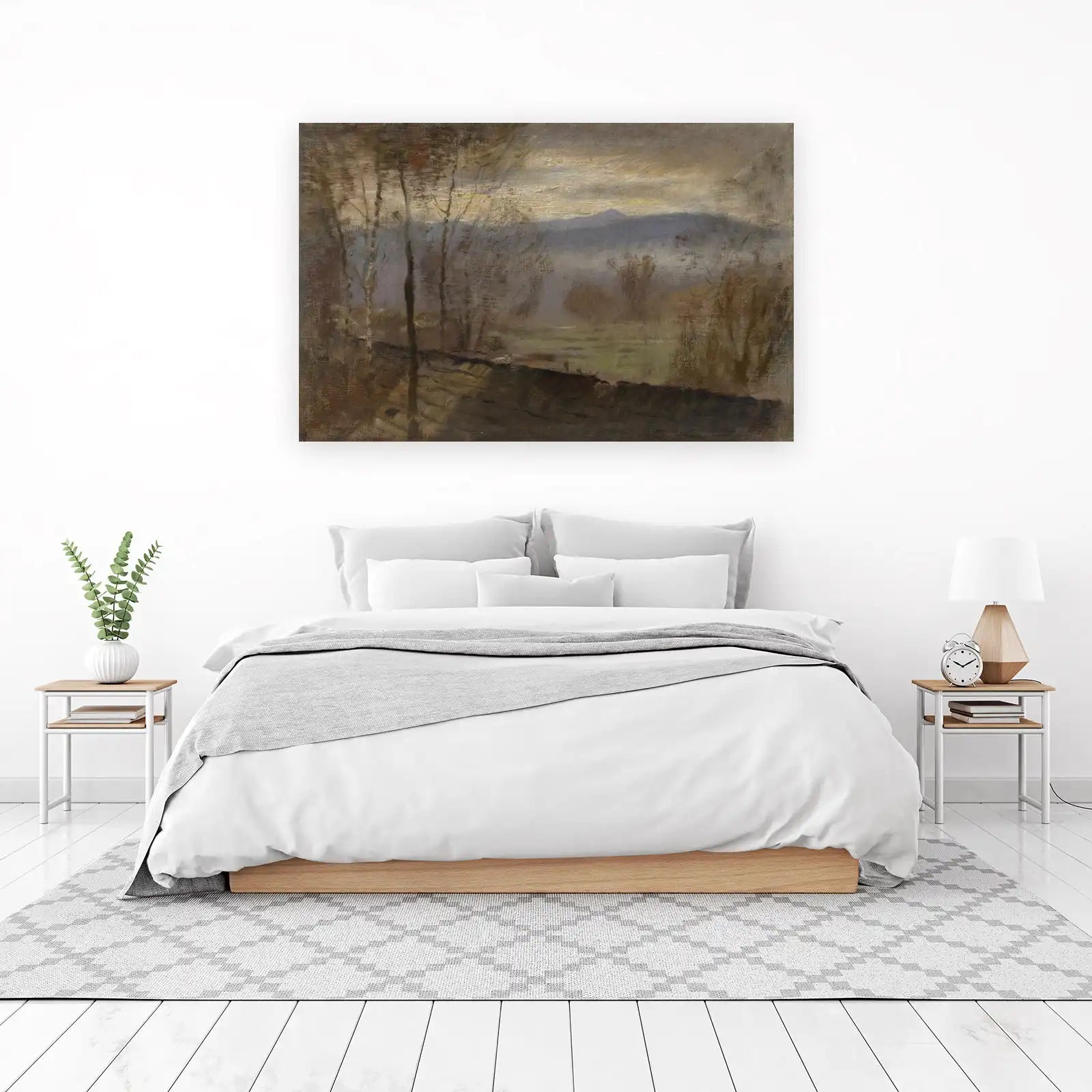 Misty Mountain Landscape Oil Painting Wall Art