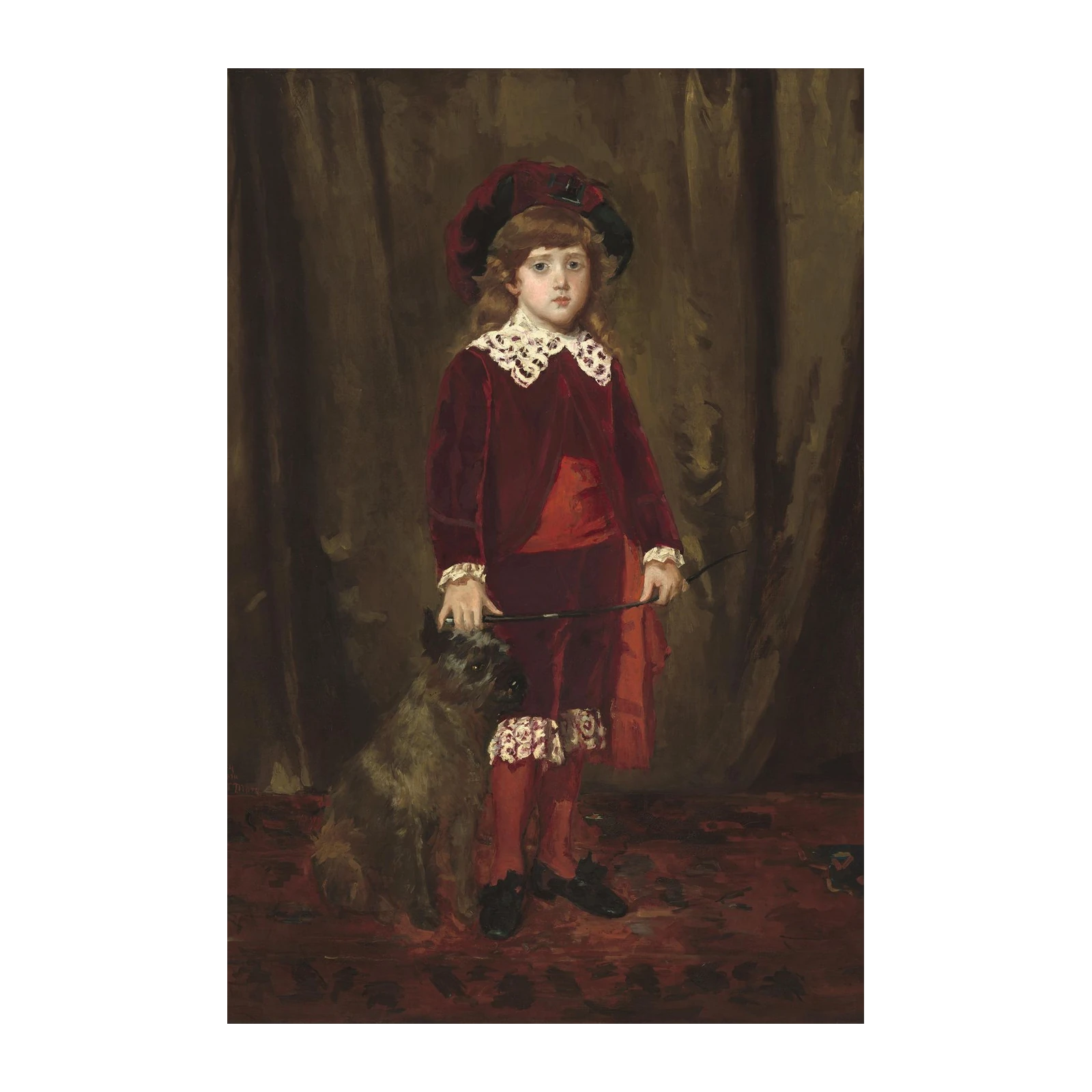 Victorian Boy with Dog Portrait Wall Art