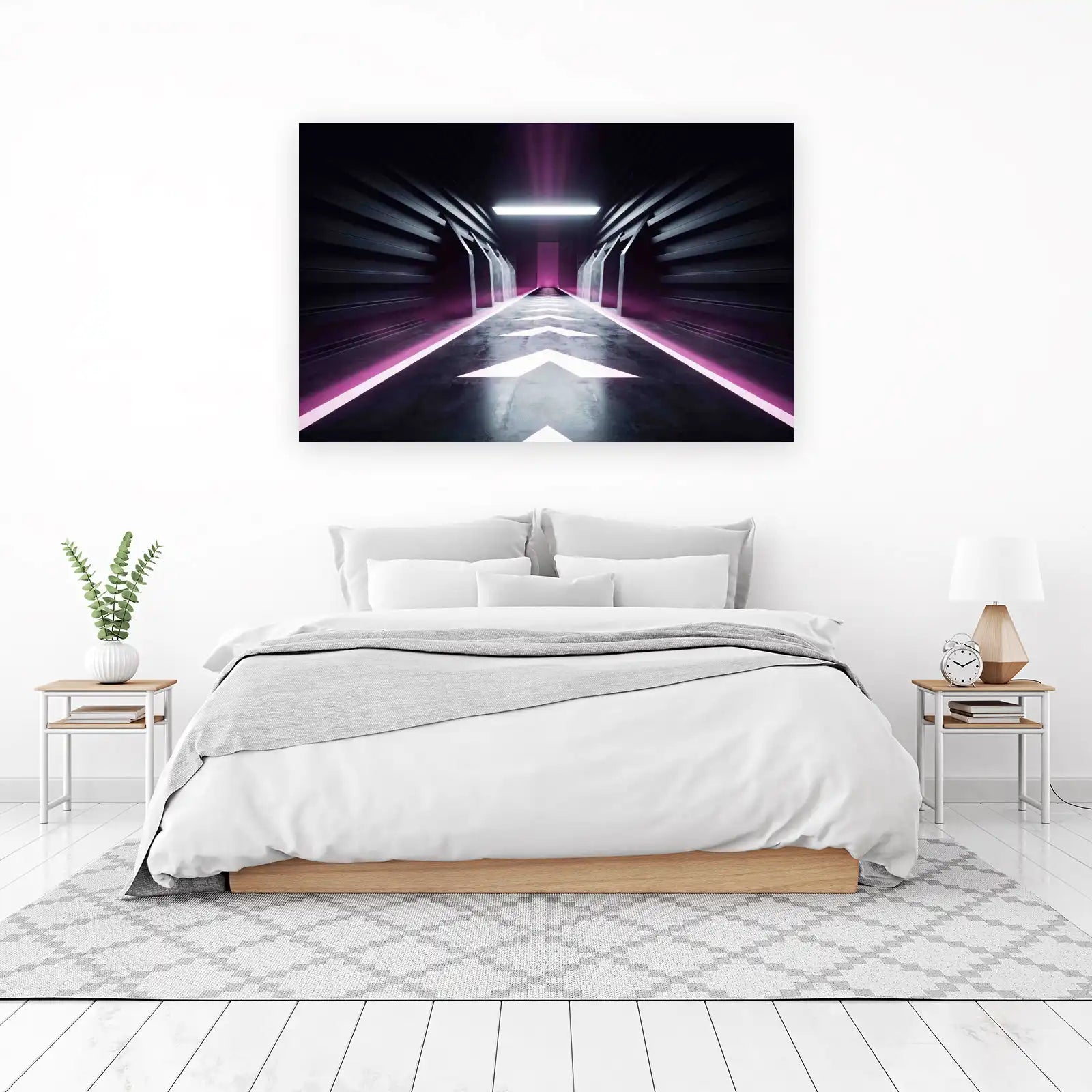 Futuristic Neon Tunnel Art Wall Art