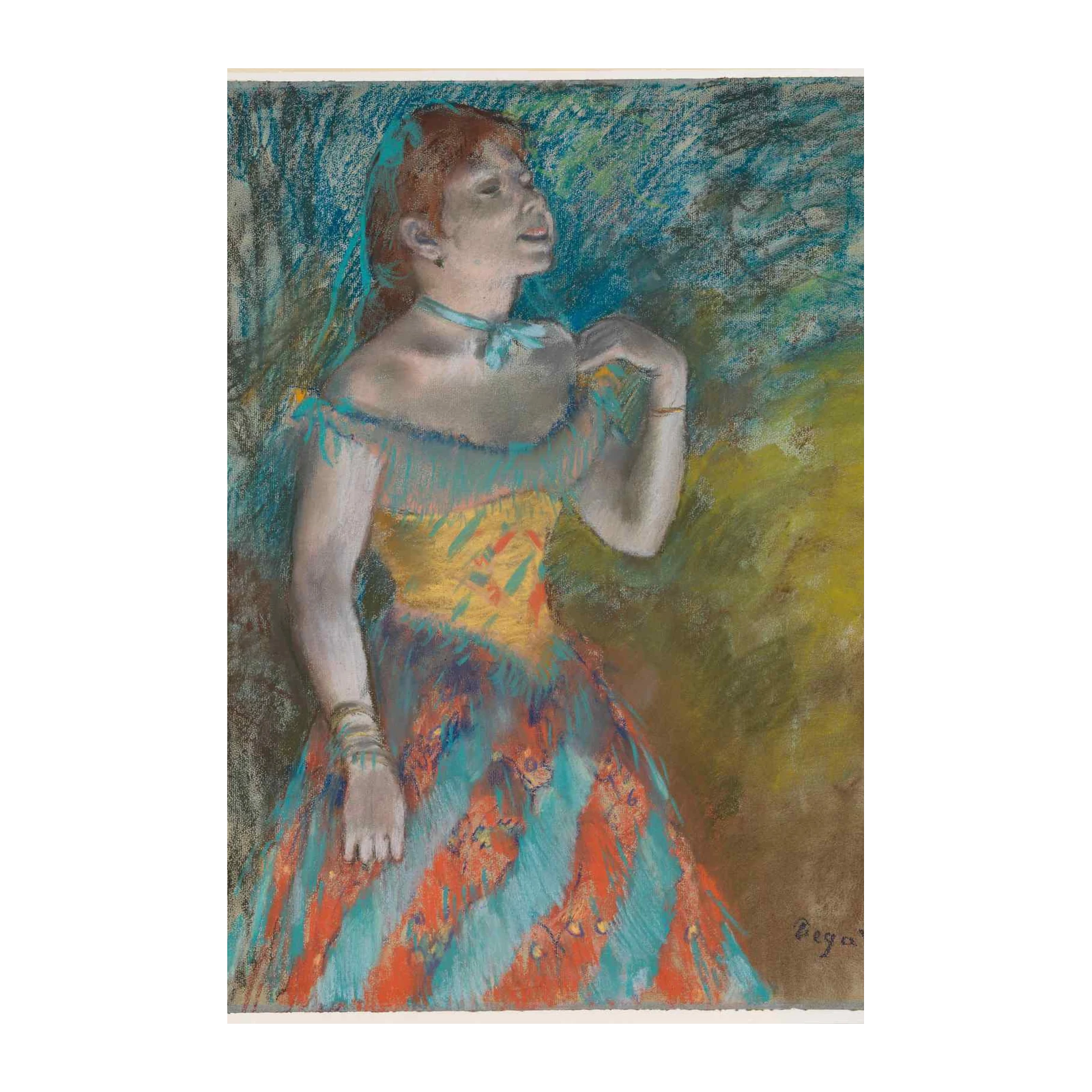 Dancer in Turquoise & Coral Dress Wall Art