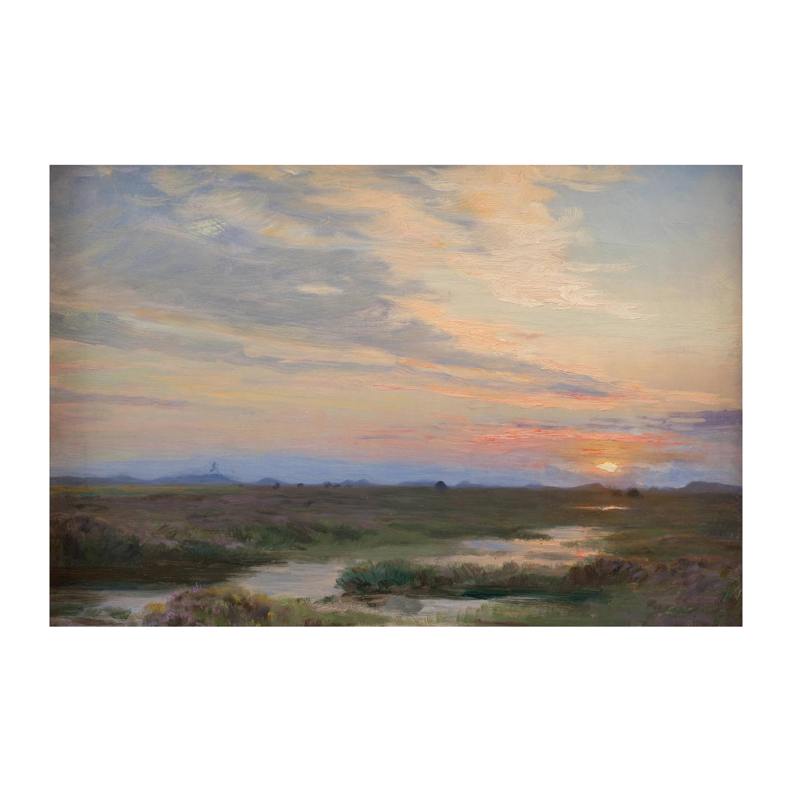 Serene Sunset Landscape Oil Painting Wall Art