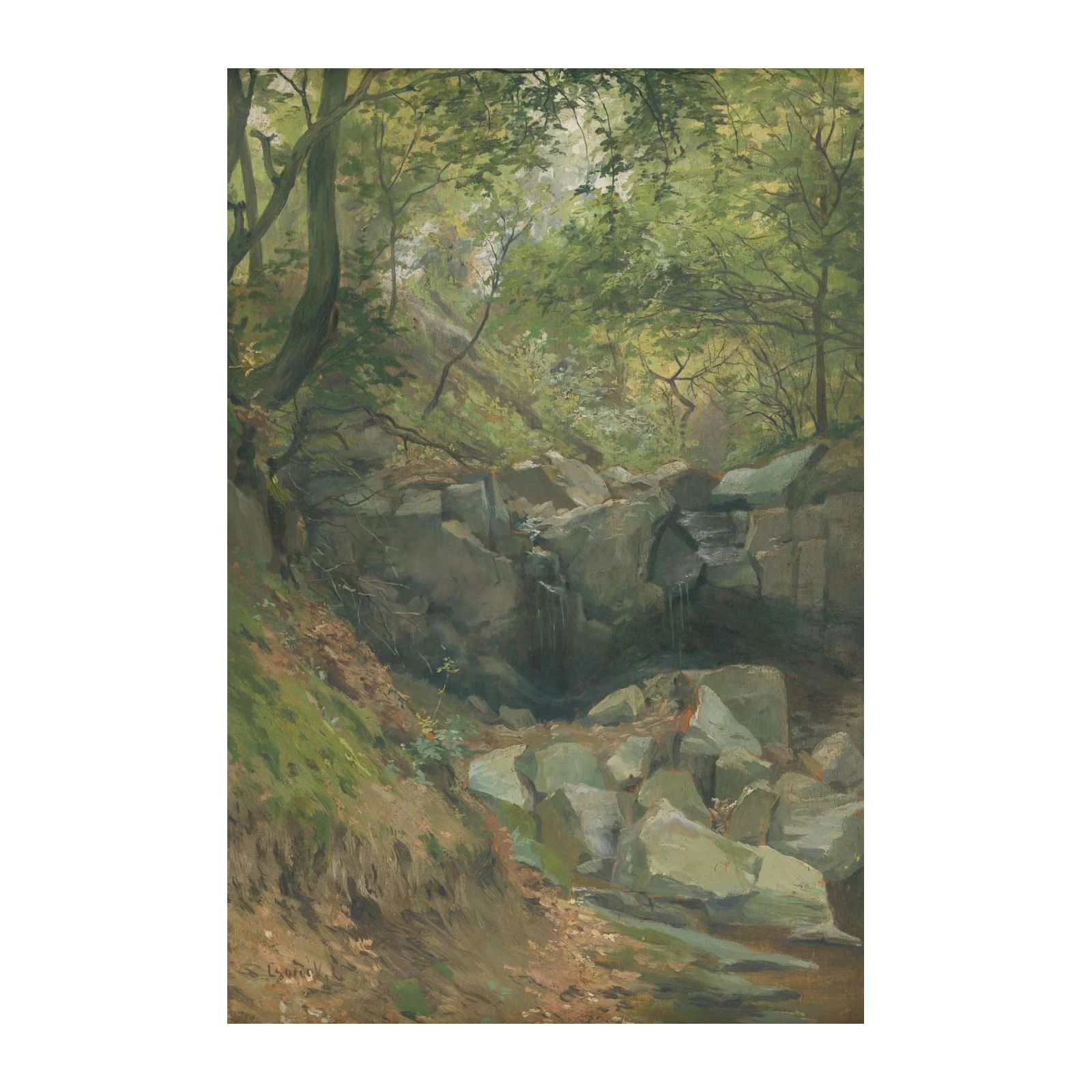 Tranquil Forest Waterfall Wall Art