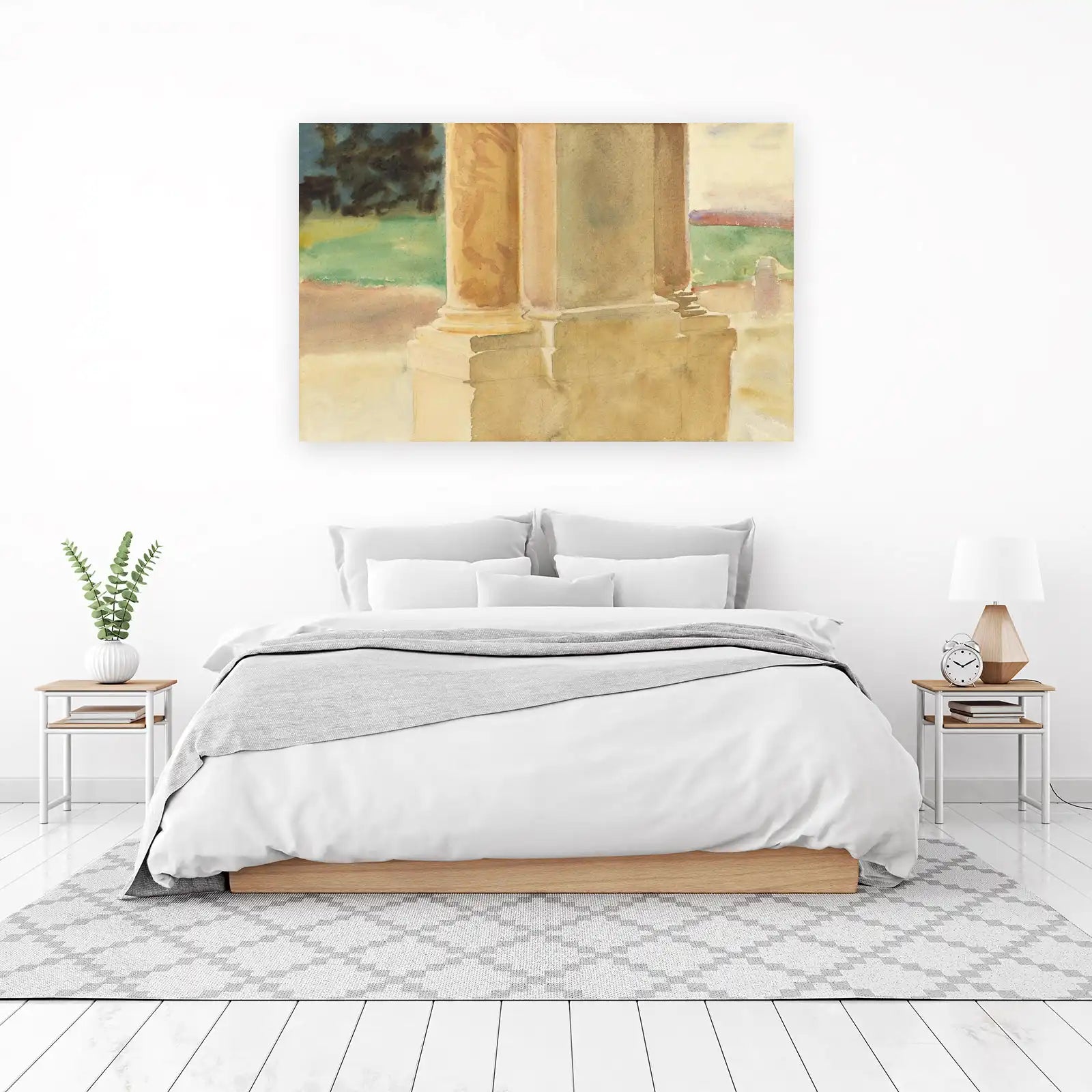 Serene Classical Architecture Watercolor Wall Art