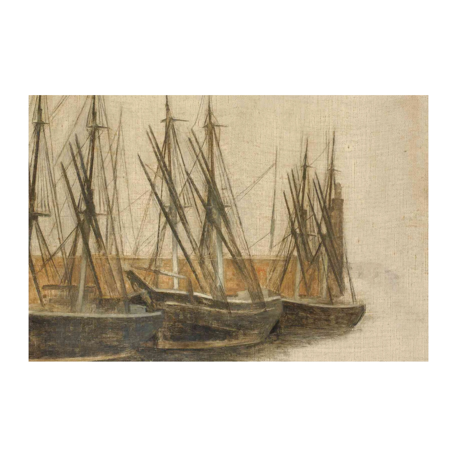 Vintage Harbor Boats Impressionist Wall Art