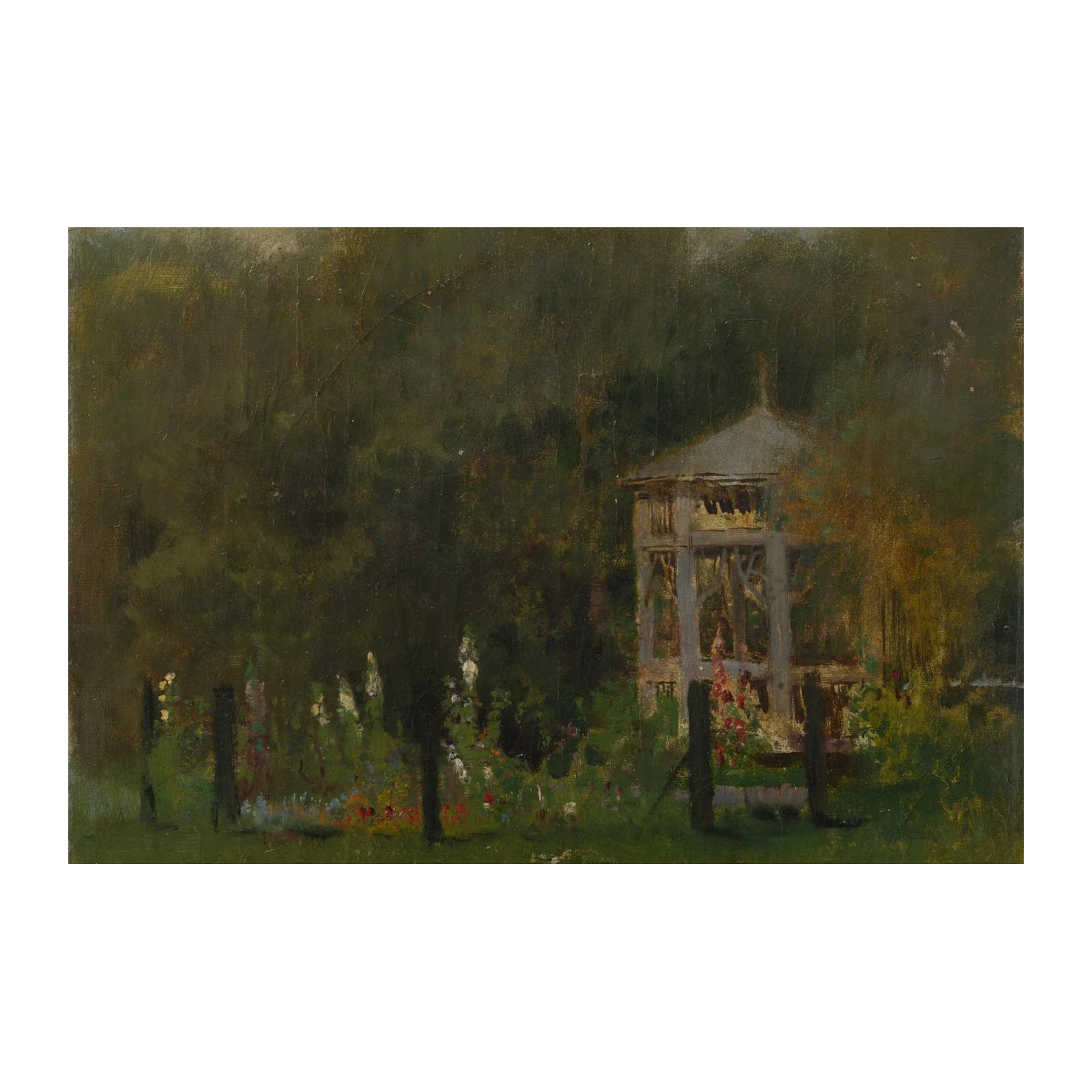 Serene Garden Gazebo Impressionist Wall Art