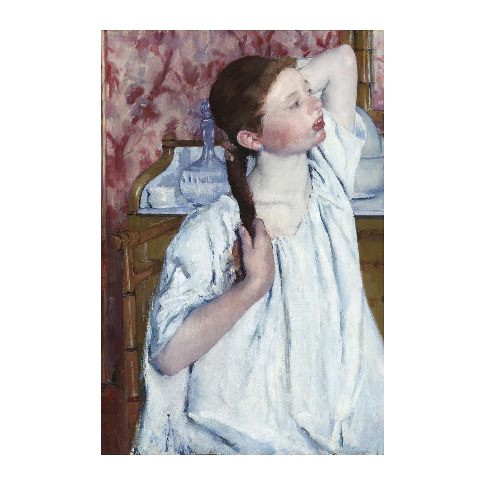 Young Girl Combing Hair Impressionist Wall Art