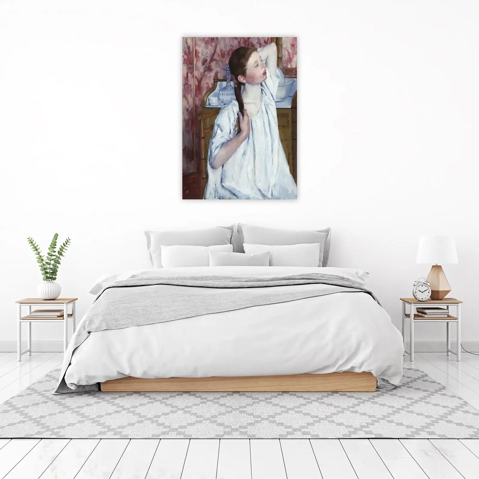 Young Girl Combing Hair Impressionist Wall Art