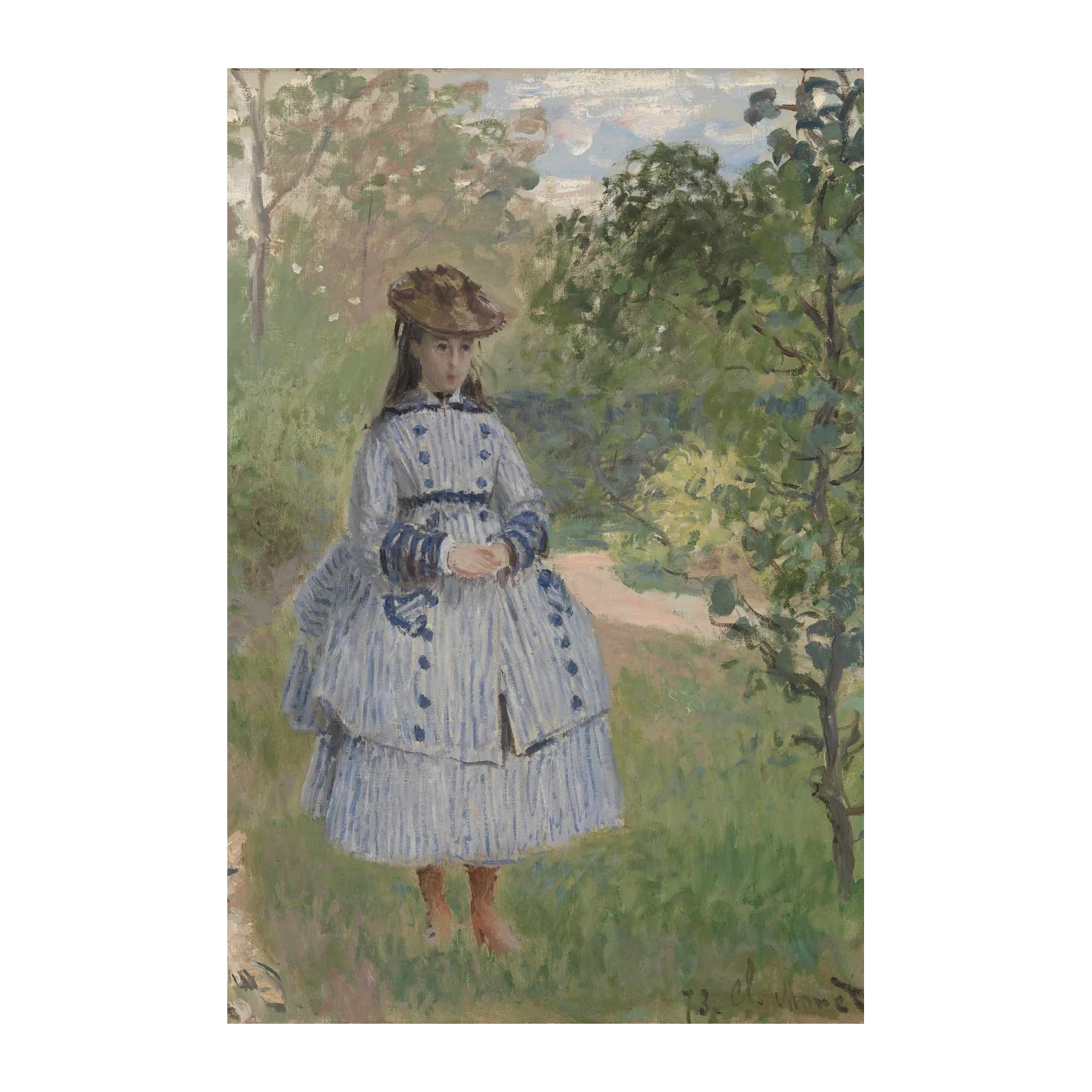 Impressionist Girl & Dog Garden Wall Art