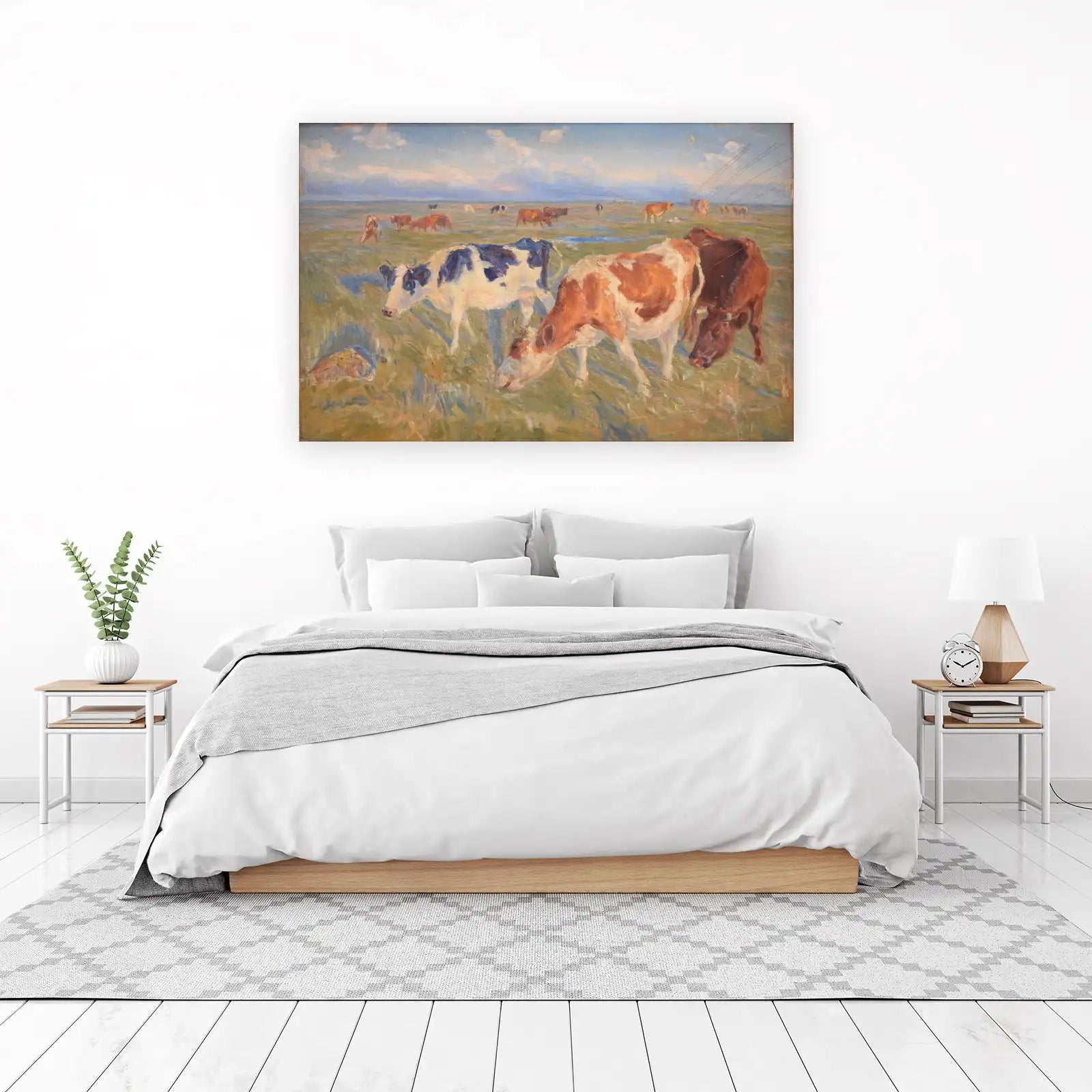 Serene Cows Grazing Landscape Wall Art