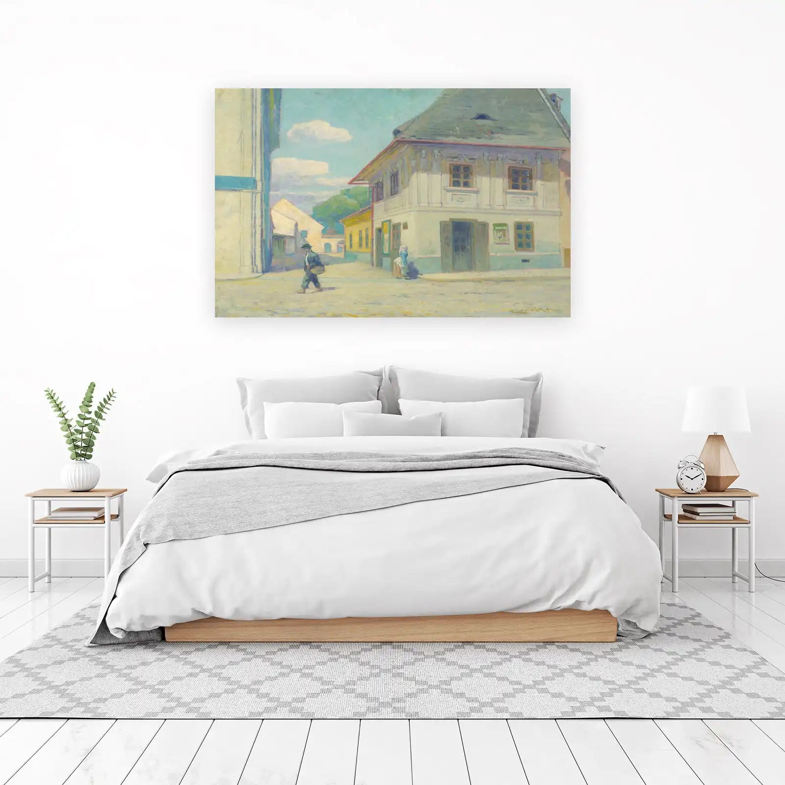 Vintage Street Scene with Figures Wall Art