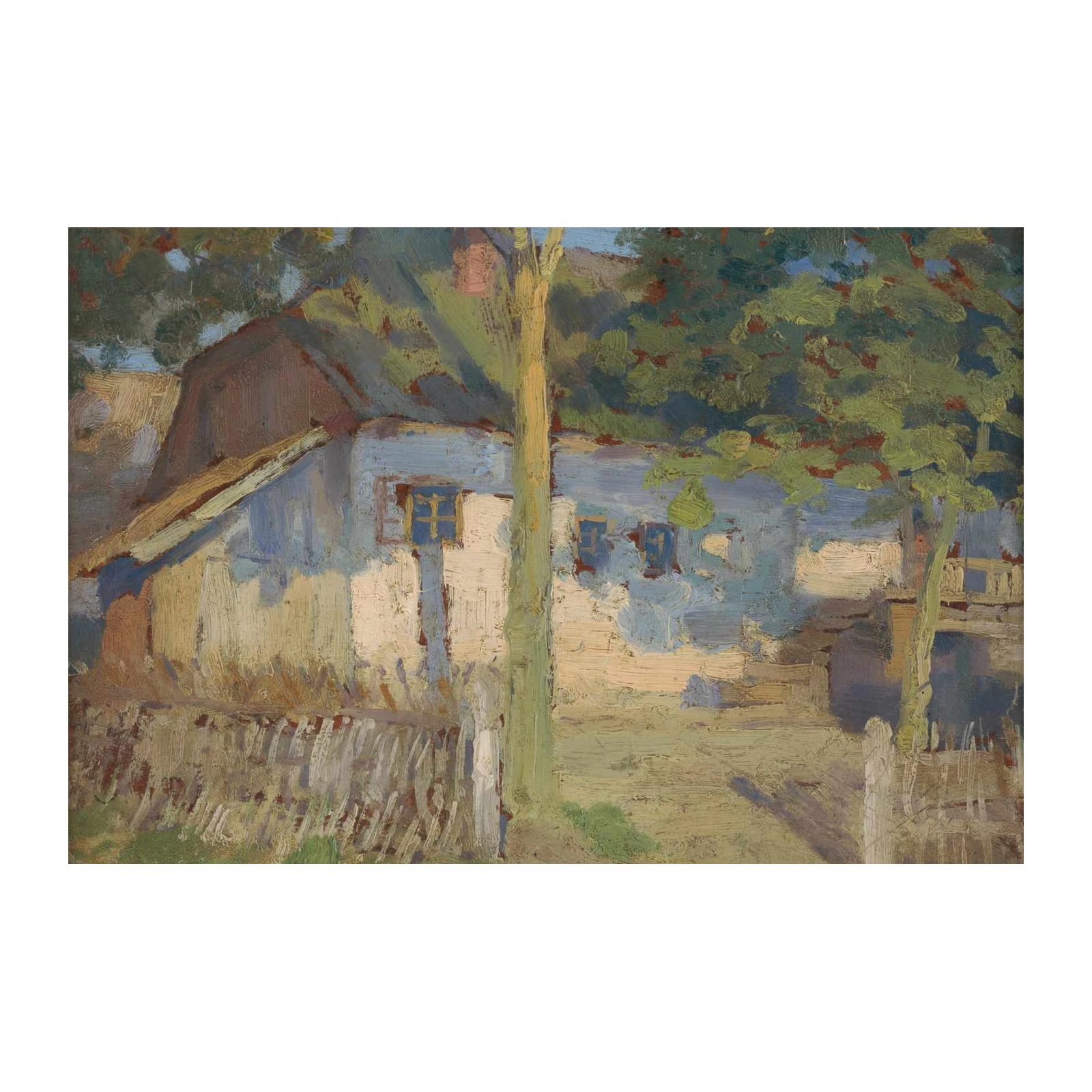 Rustic Village Scene Wall Art - Impressionist Art