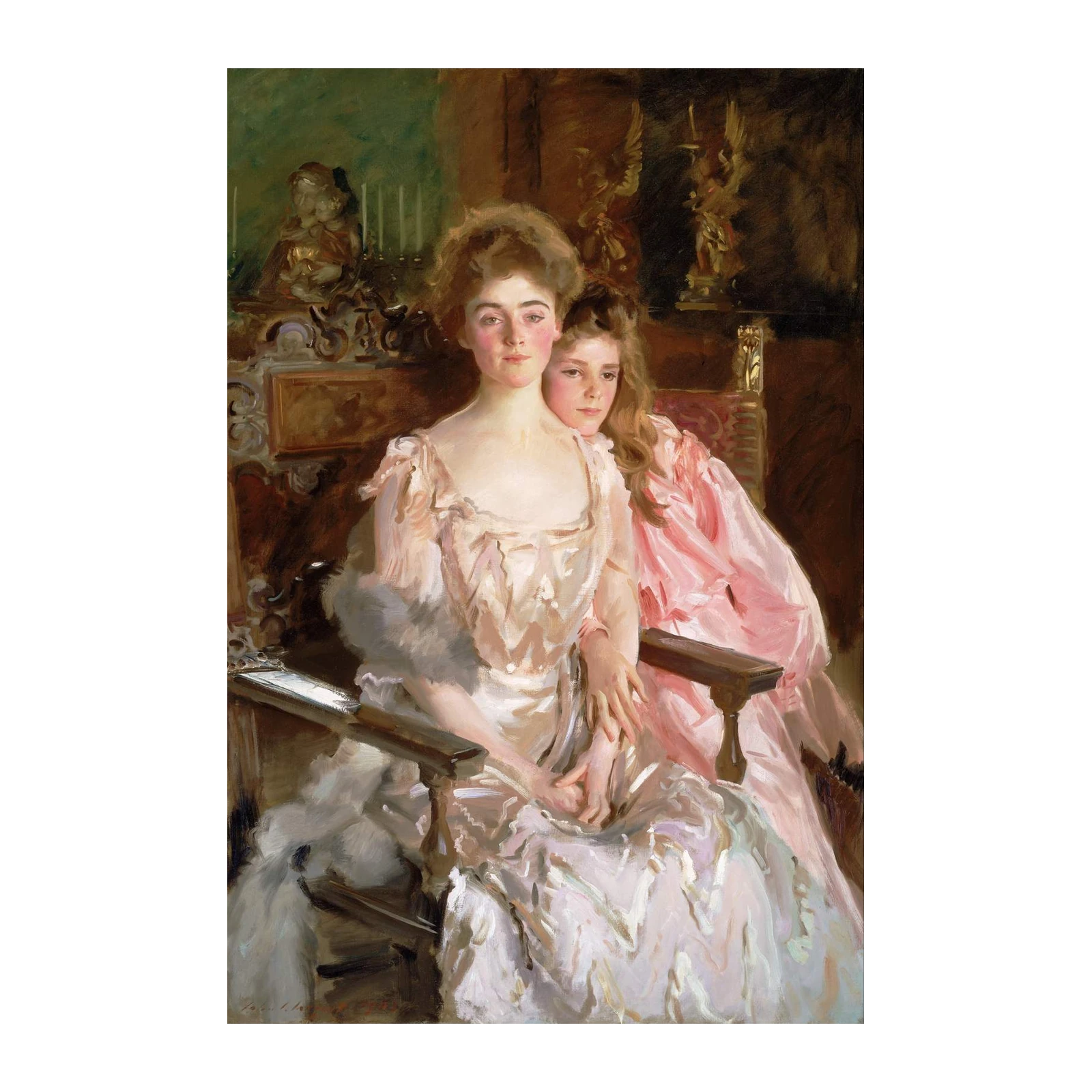 Elegant Mother Daughter Portrait Wall Art