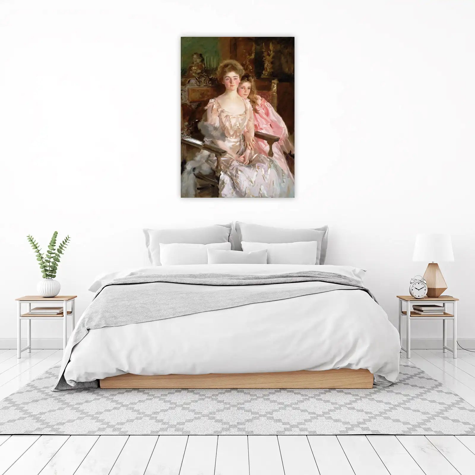 Elegant Mother Daughter Portrait Wall Art