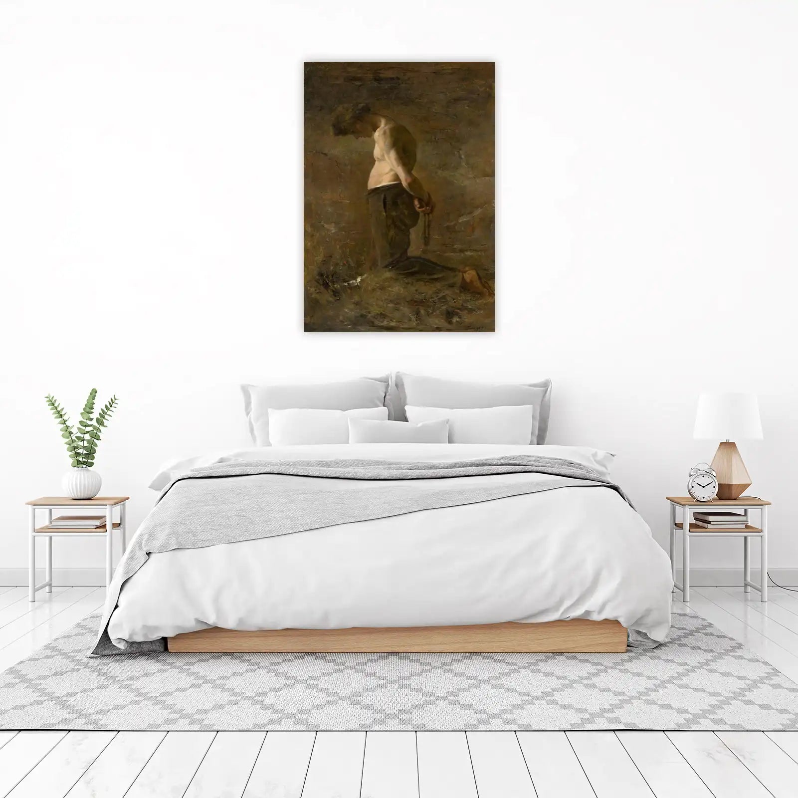 Man Kneeling in Thoughtful Pose Wall Art