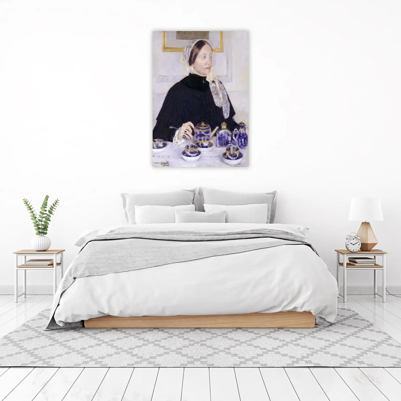 Elegant Woman with Tea Set Wall Art