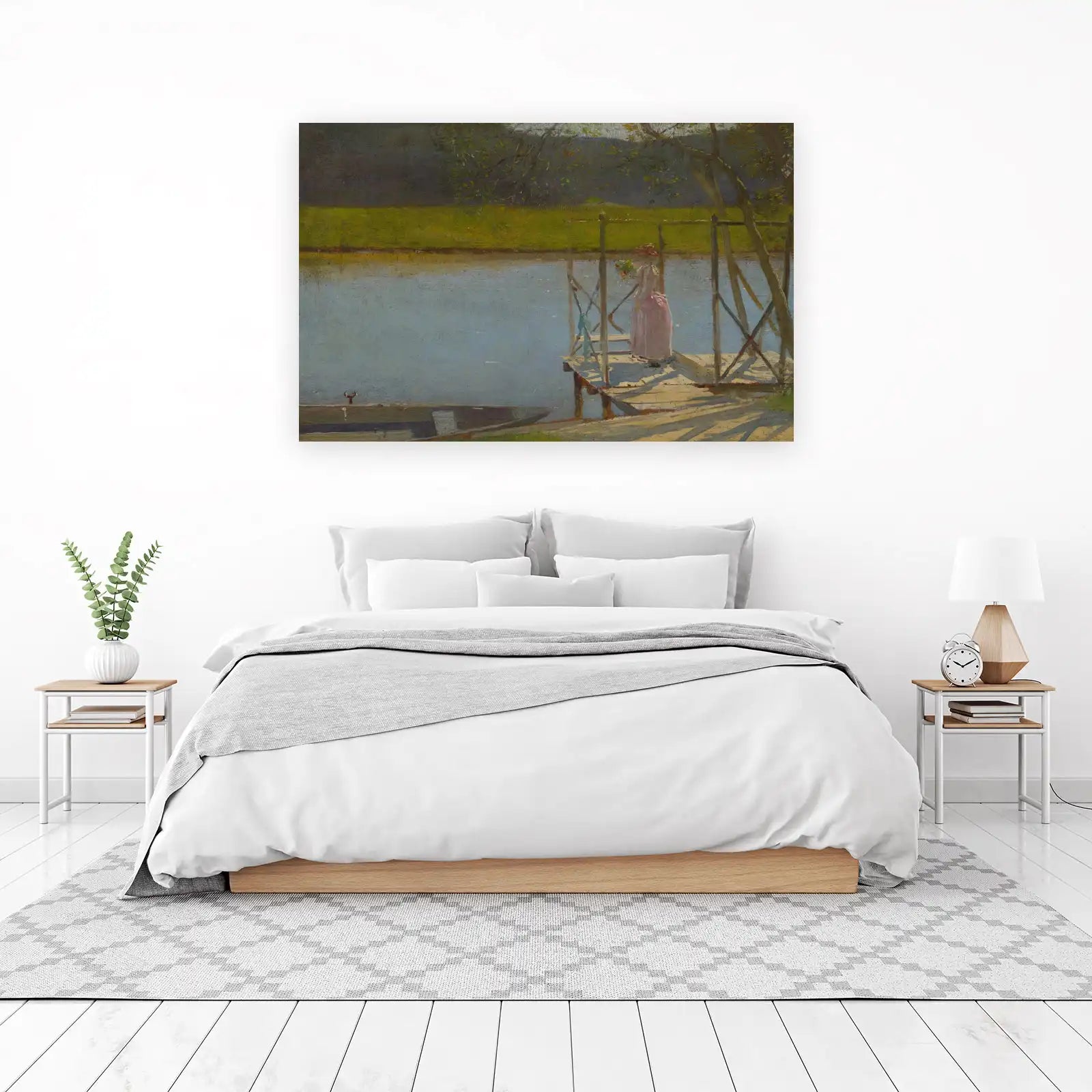 Serene Riverside Lady Portrait Wall Art