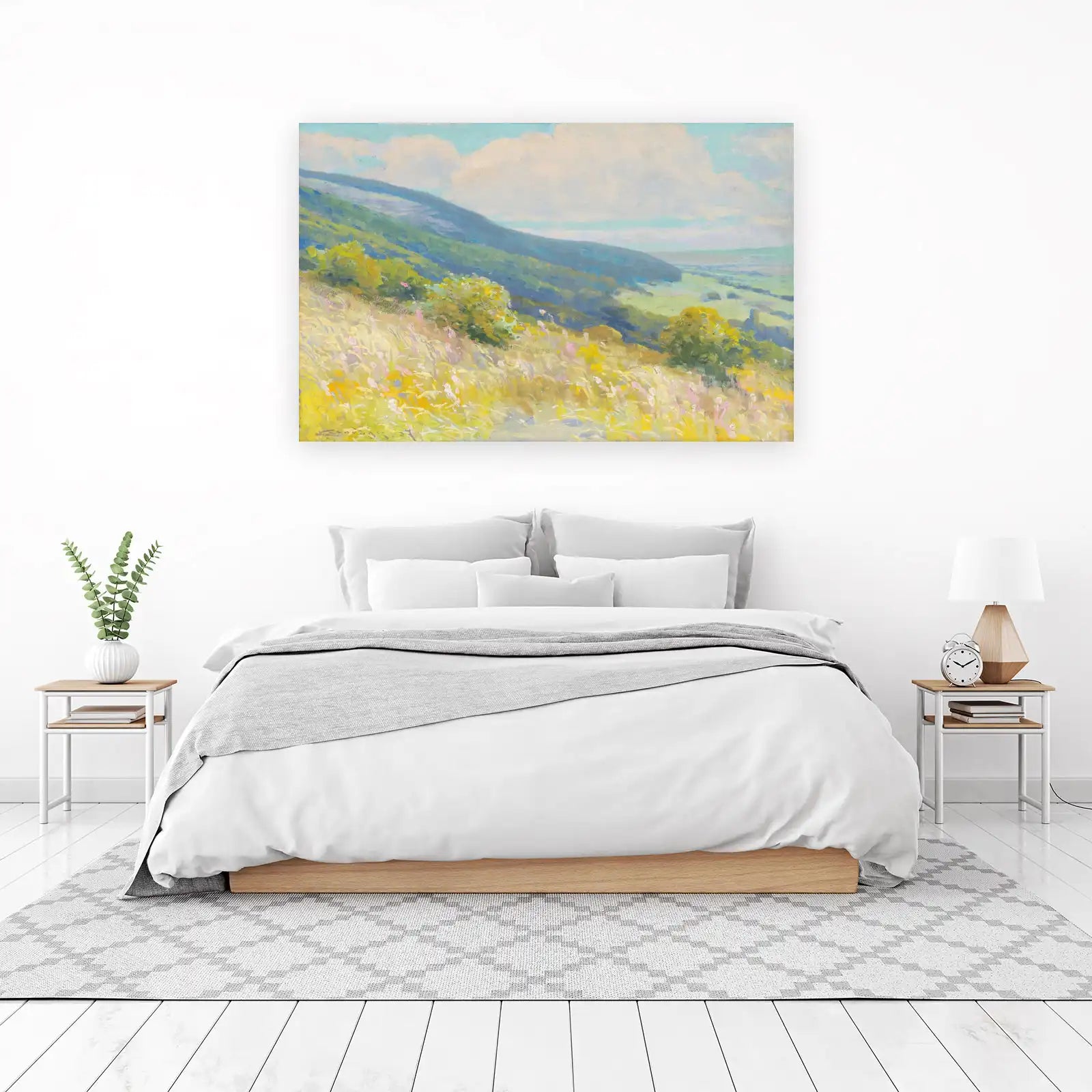 Serene Meadow Hillside Landscape Wall Art