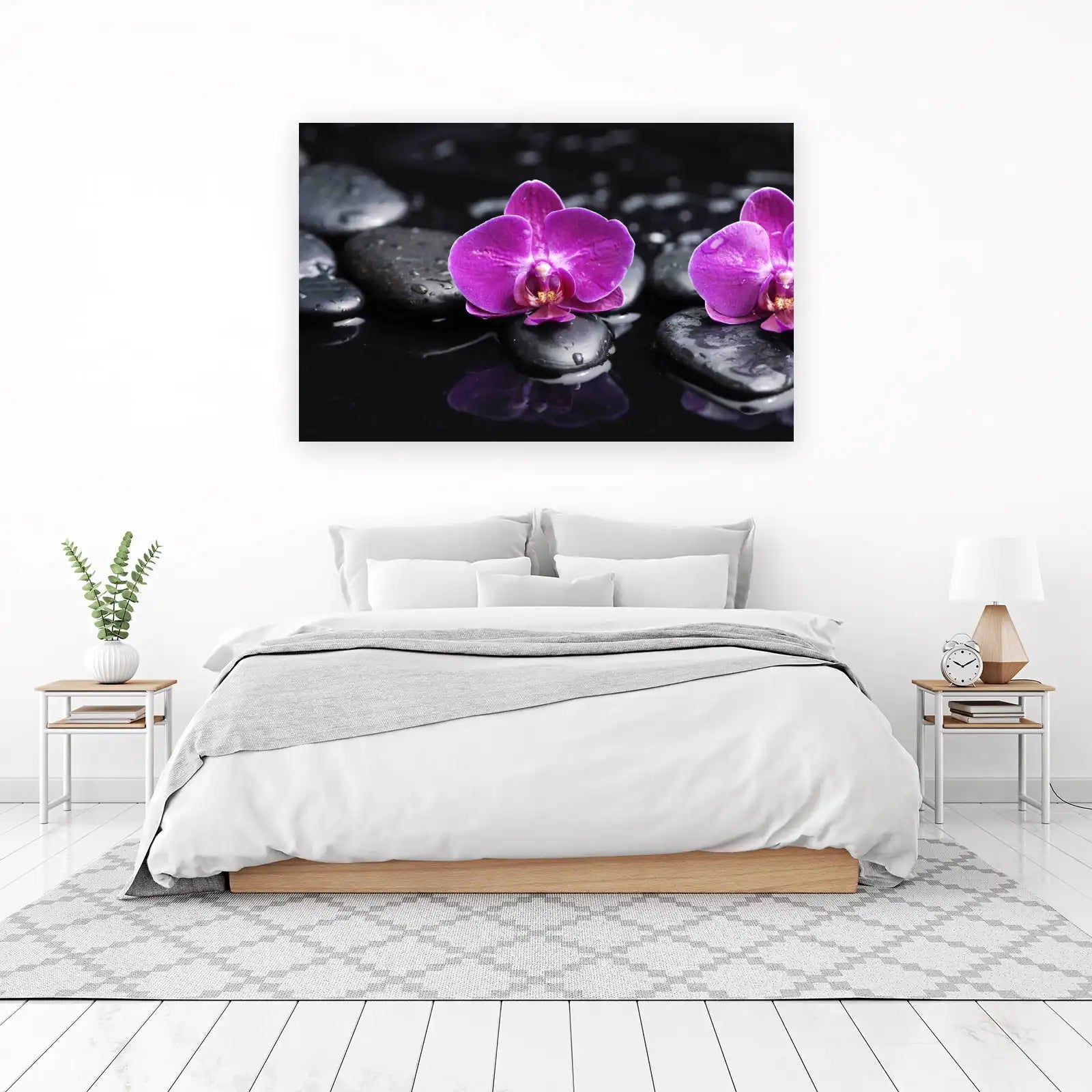 Zen Purple Orchid Spa Stones Wall Art