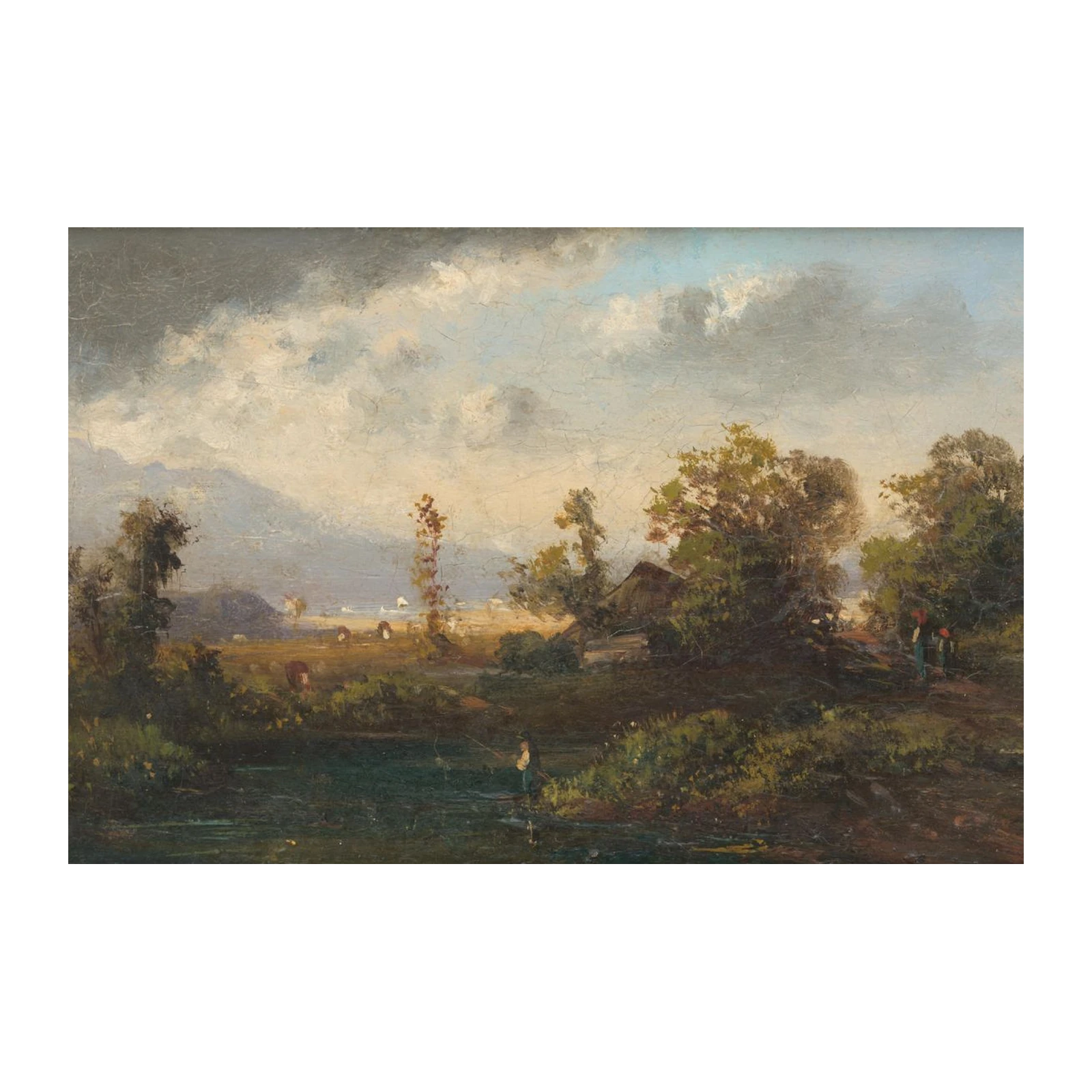 Vintage Landscape Fishing Wall Art