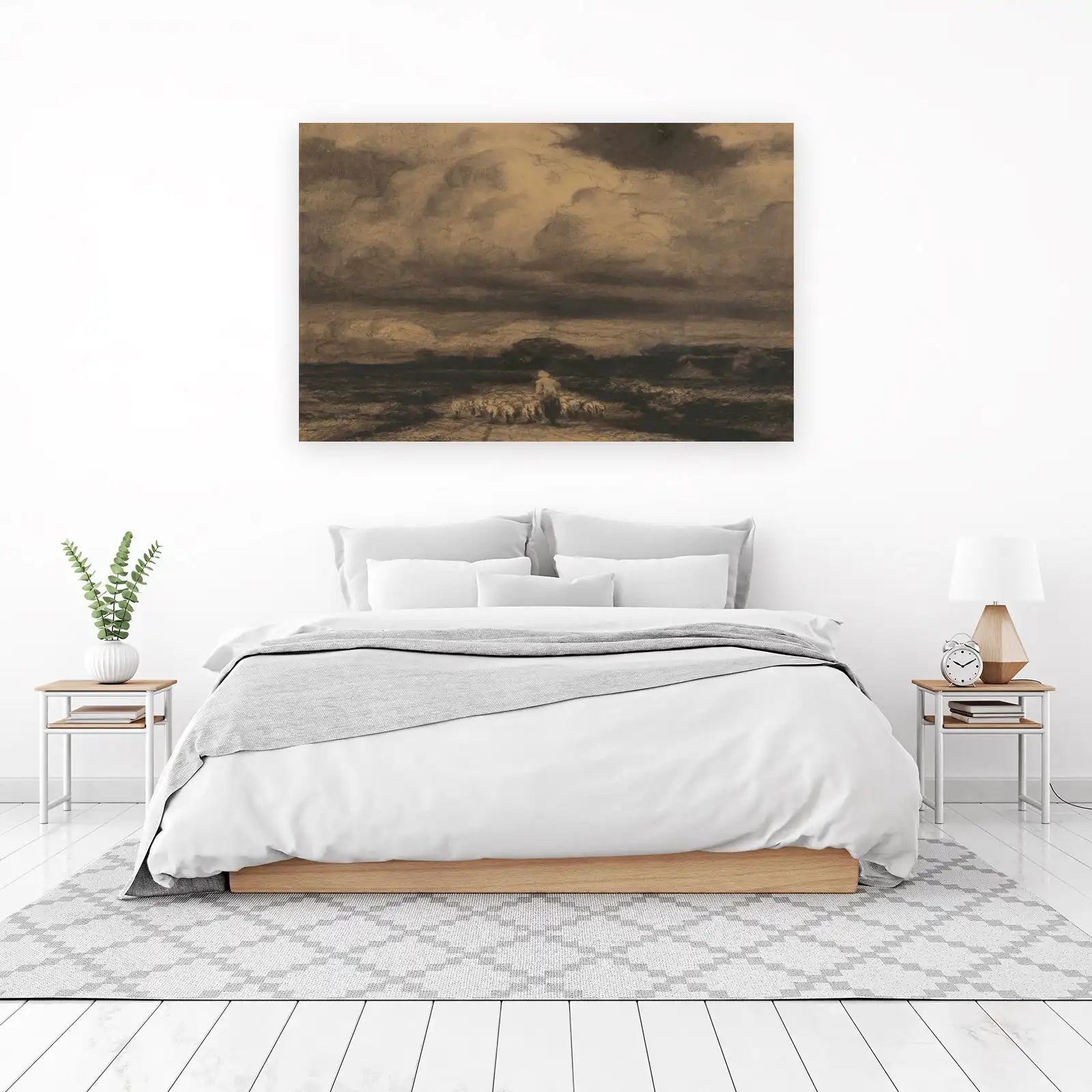 Shepherd and Flock on Textured Wall Art