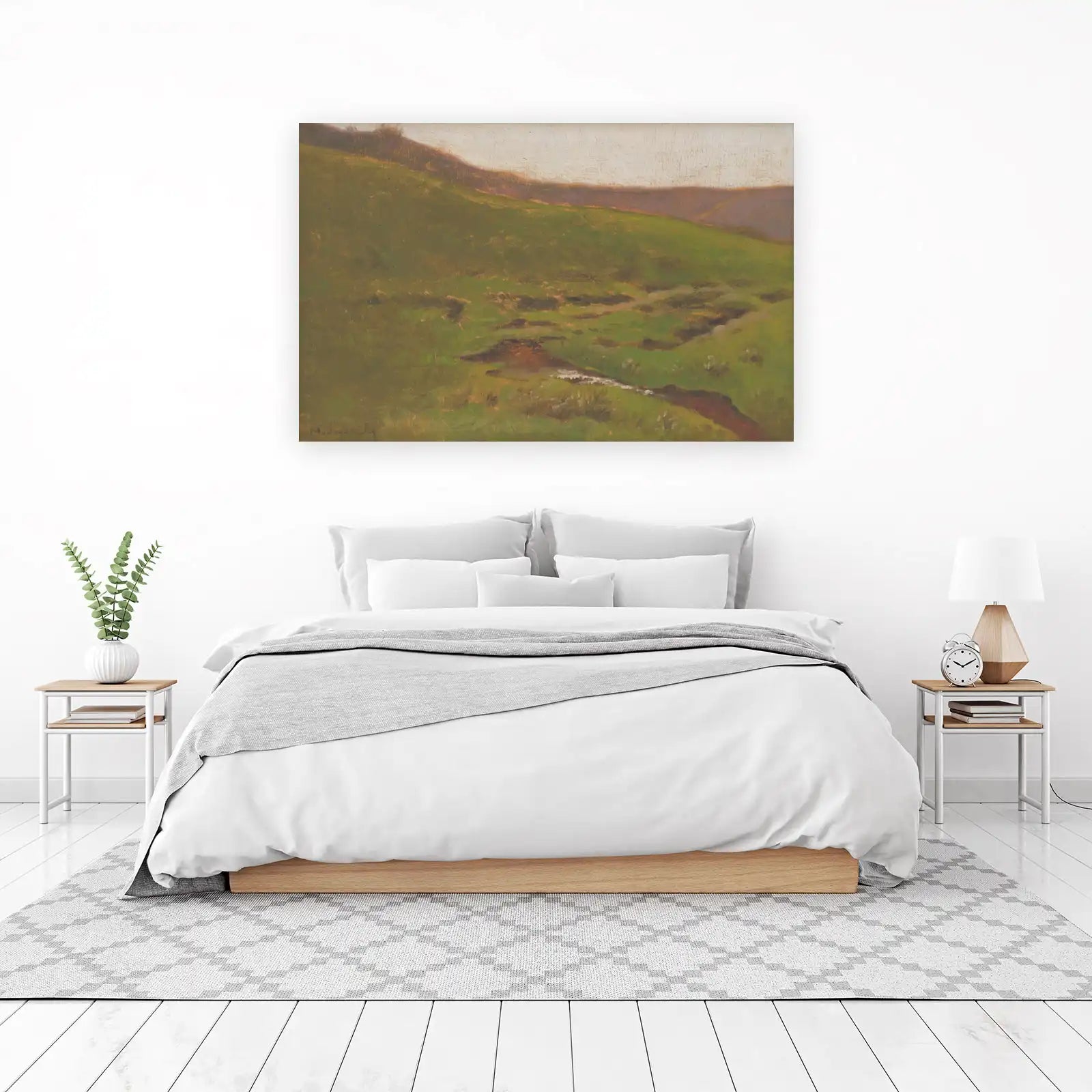 Serene Hillside Stream Impressionist Landscape Wall Art