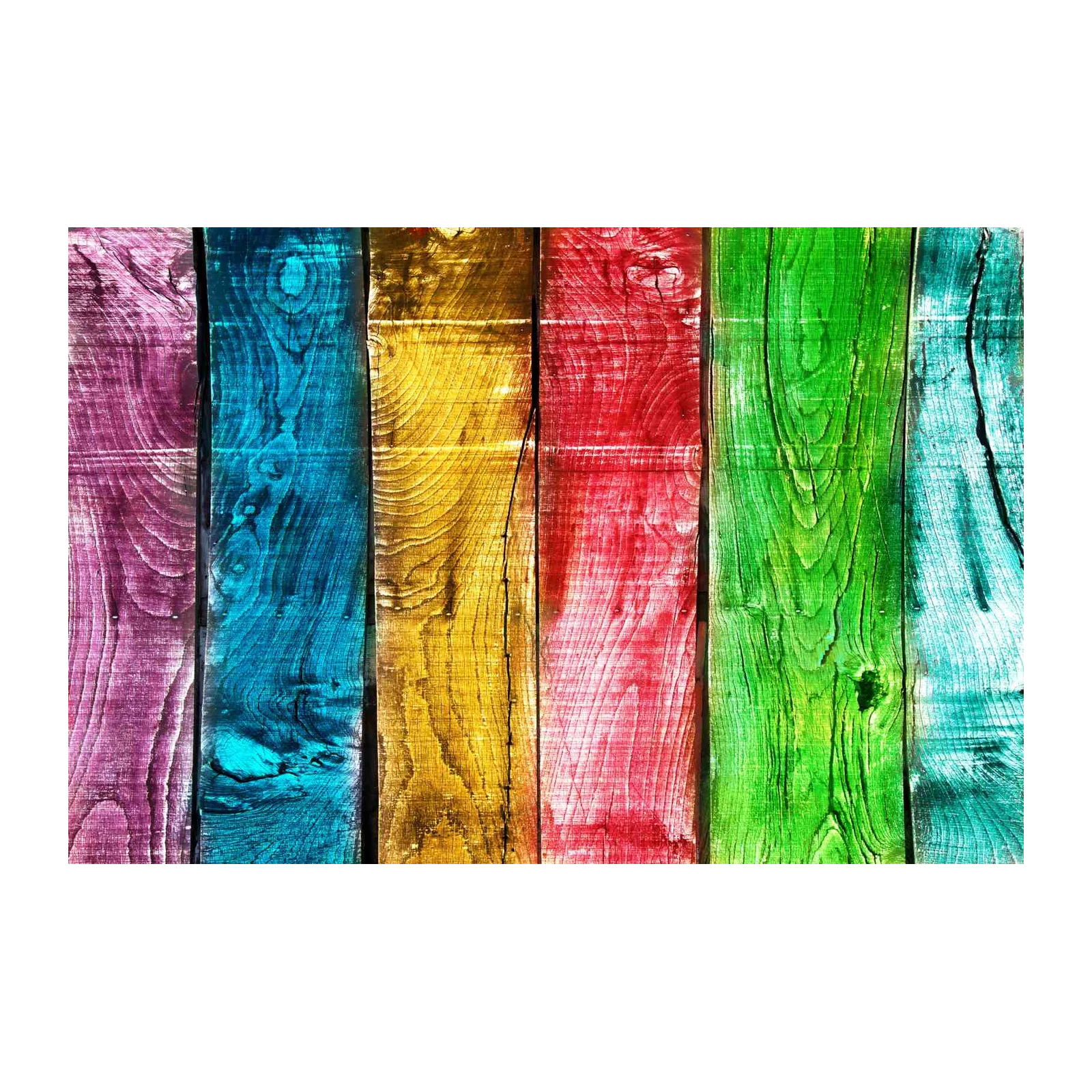 Vibrant Rainbow Wood Texture Wall Art