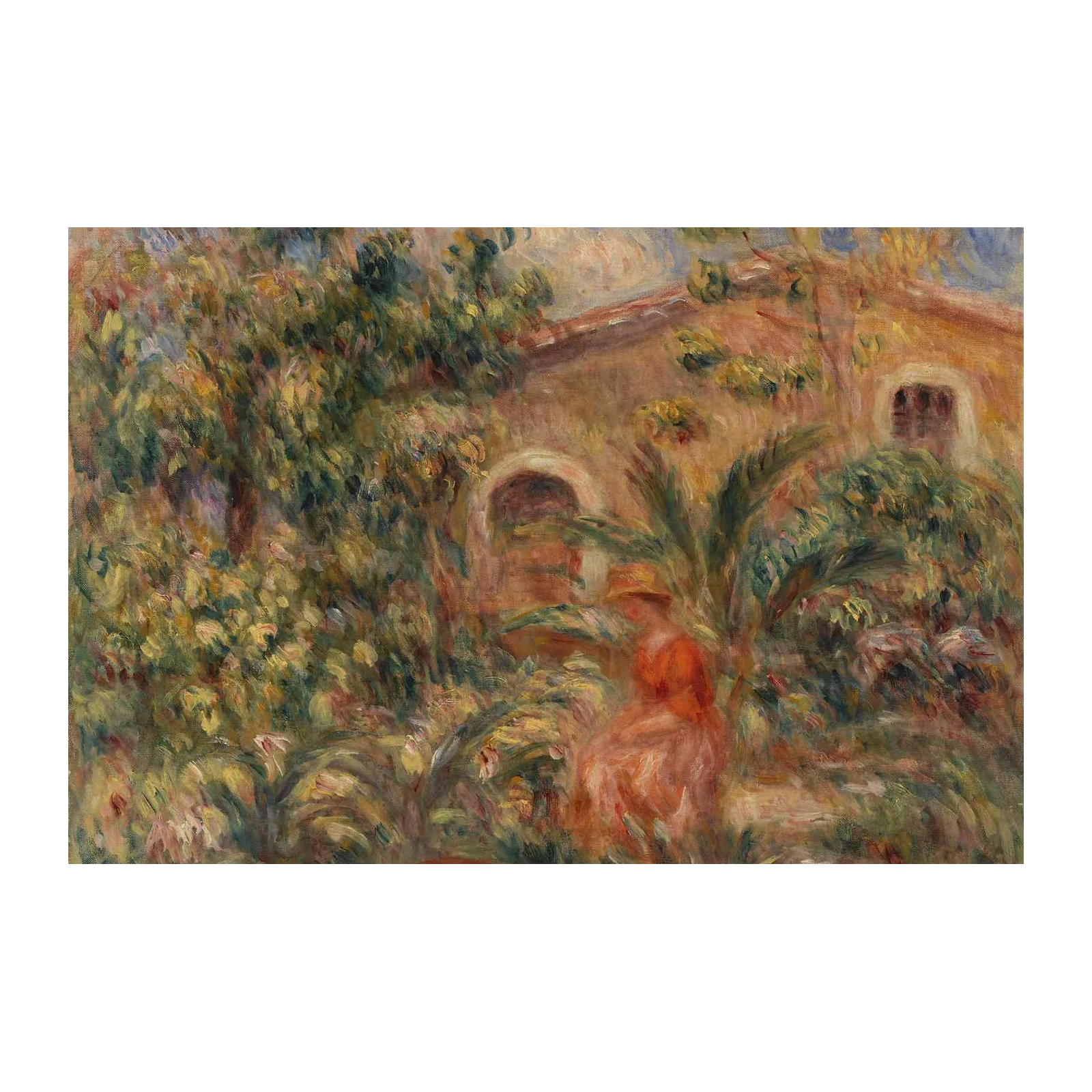 Impressionist Garden Scene Woman Dog Wall Art